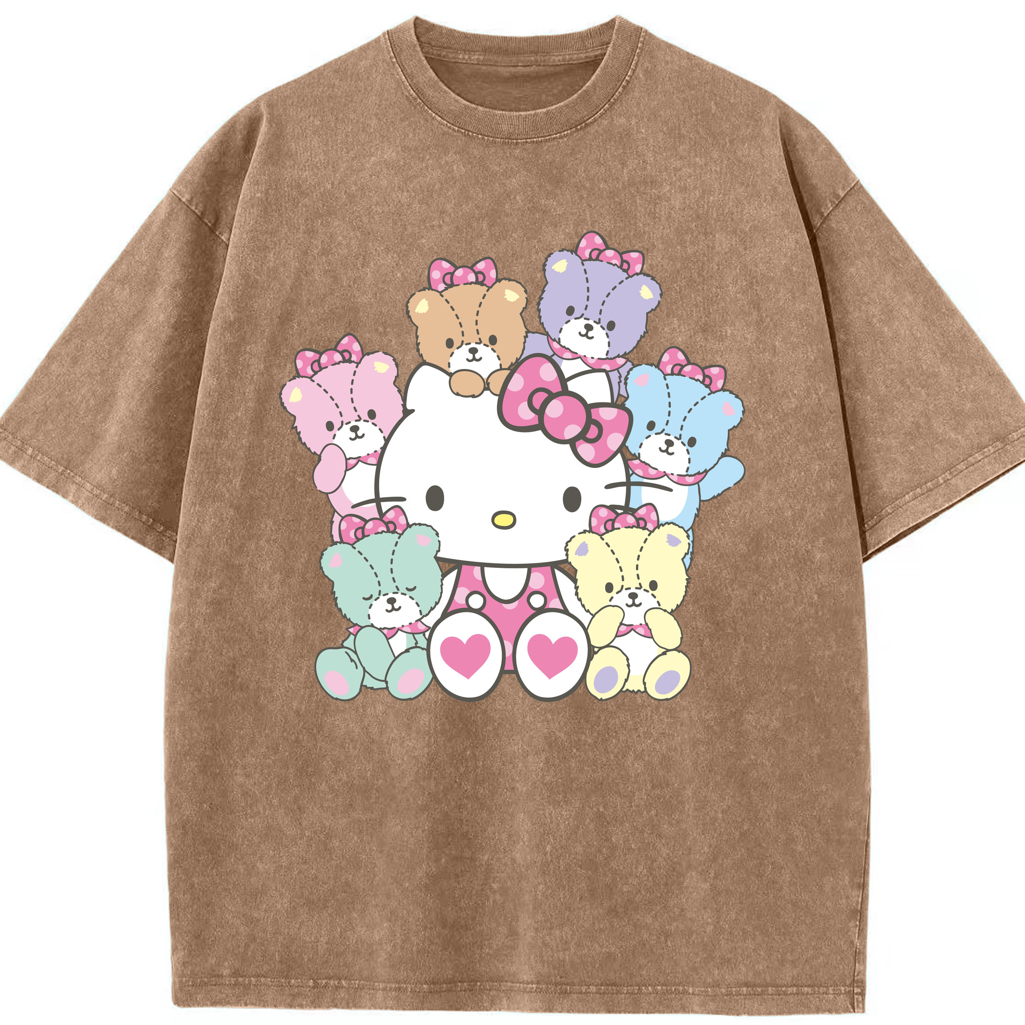 （画像用） Hello Kitty ハローキティ 綿100% ヴィンテージ風 半袖Tシャツ（フロントプリント）