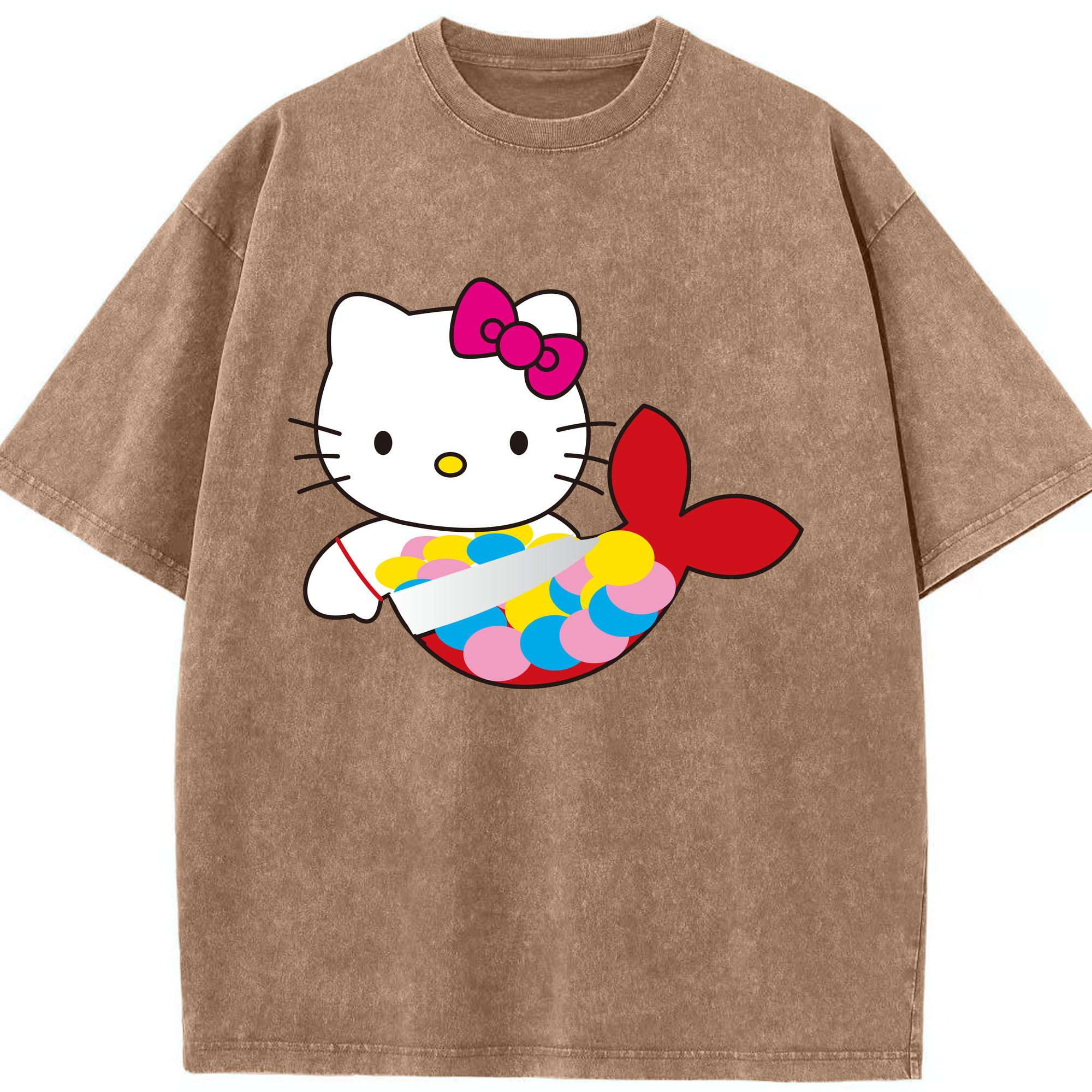 （画像用） Hello Kitty ハローキティ 綿100% ヴィンテージ風 半袖Tシャツ（フロントプリント）