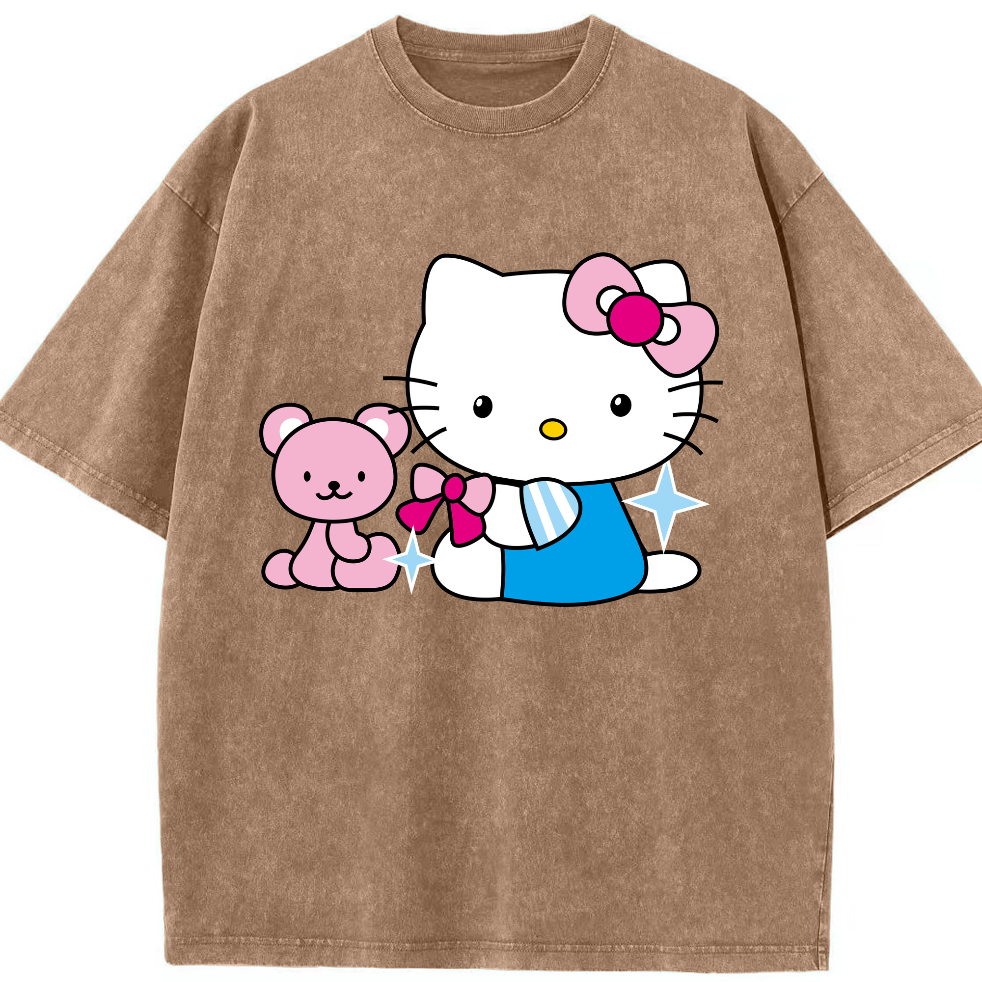 （画像用） Hello Kitty ハローキティ 綿100% ヴィンテージ風 半袖Tシャツ（フロントプリント）