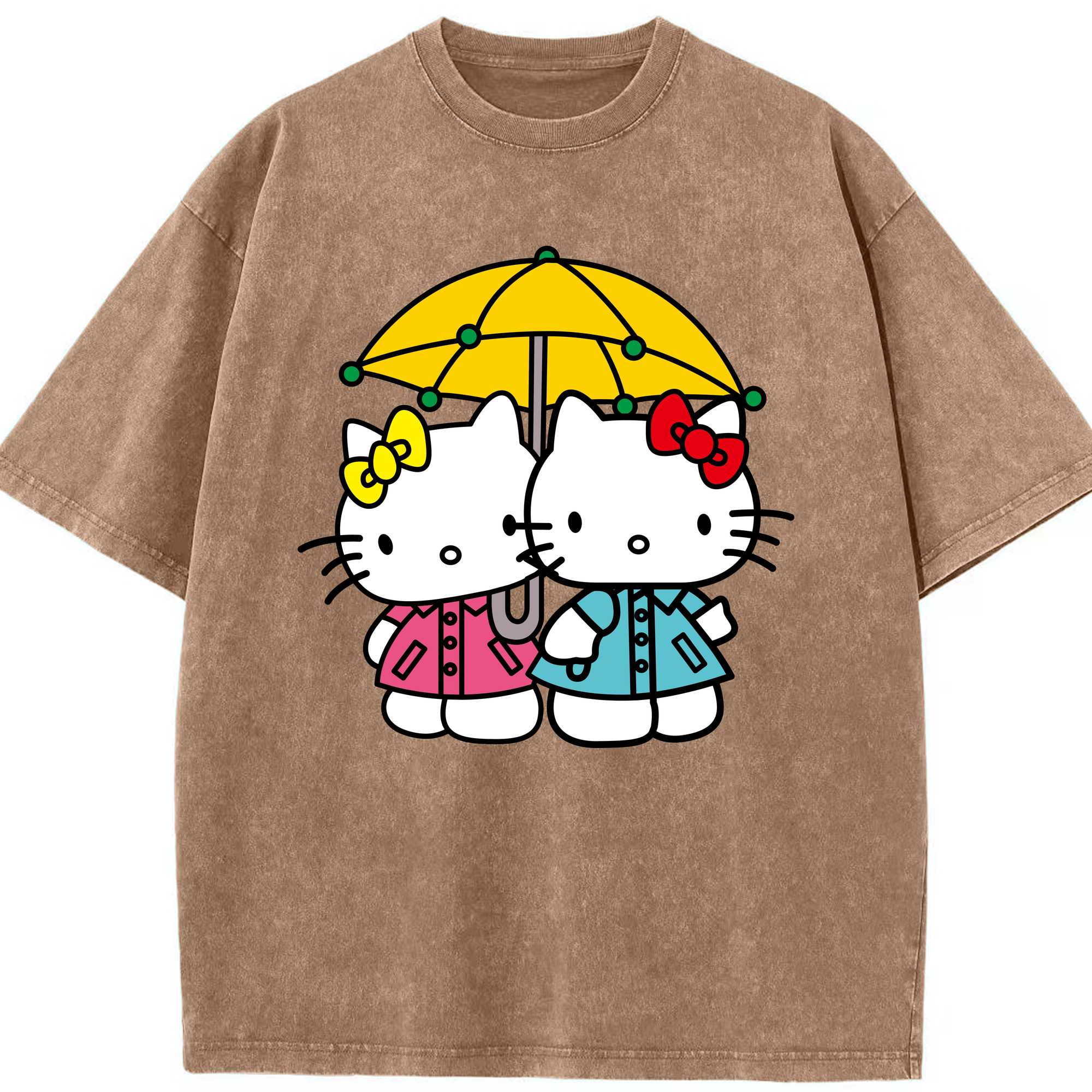 （画像用） Hello Kitty ハローキティ 綿100% ヴィンテージ風 半袖Tシャツ（フロントプリント）