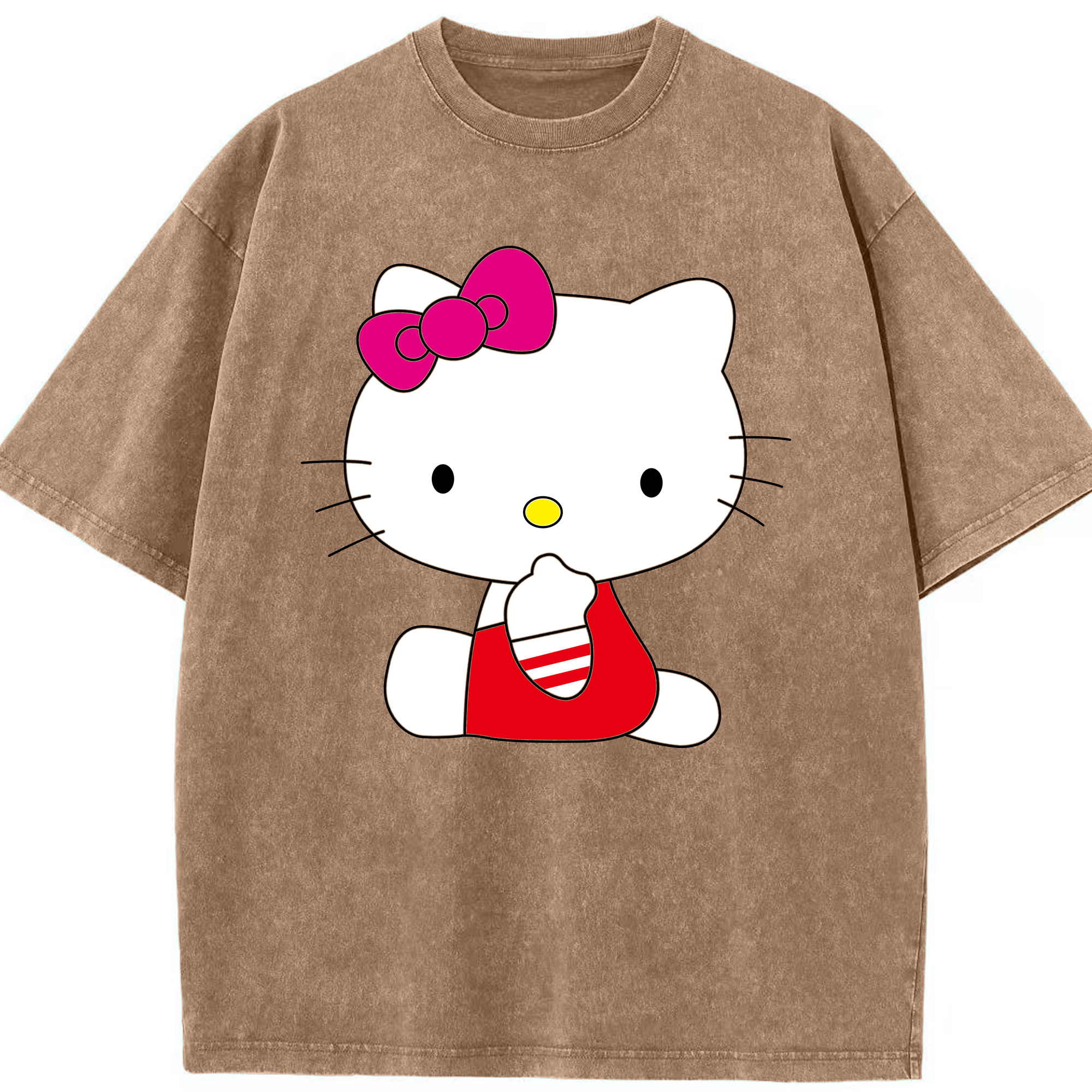 （画像用） Hello Kitty ハローキティ 綿100% ヴィンテージ風 半袖Tシャツ（フロントプリント）