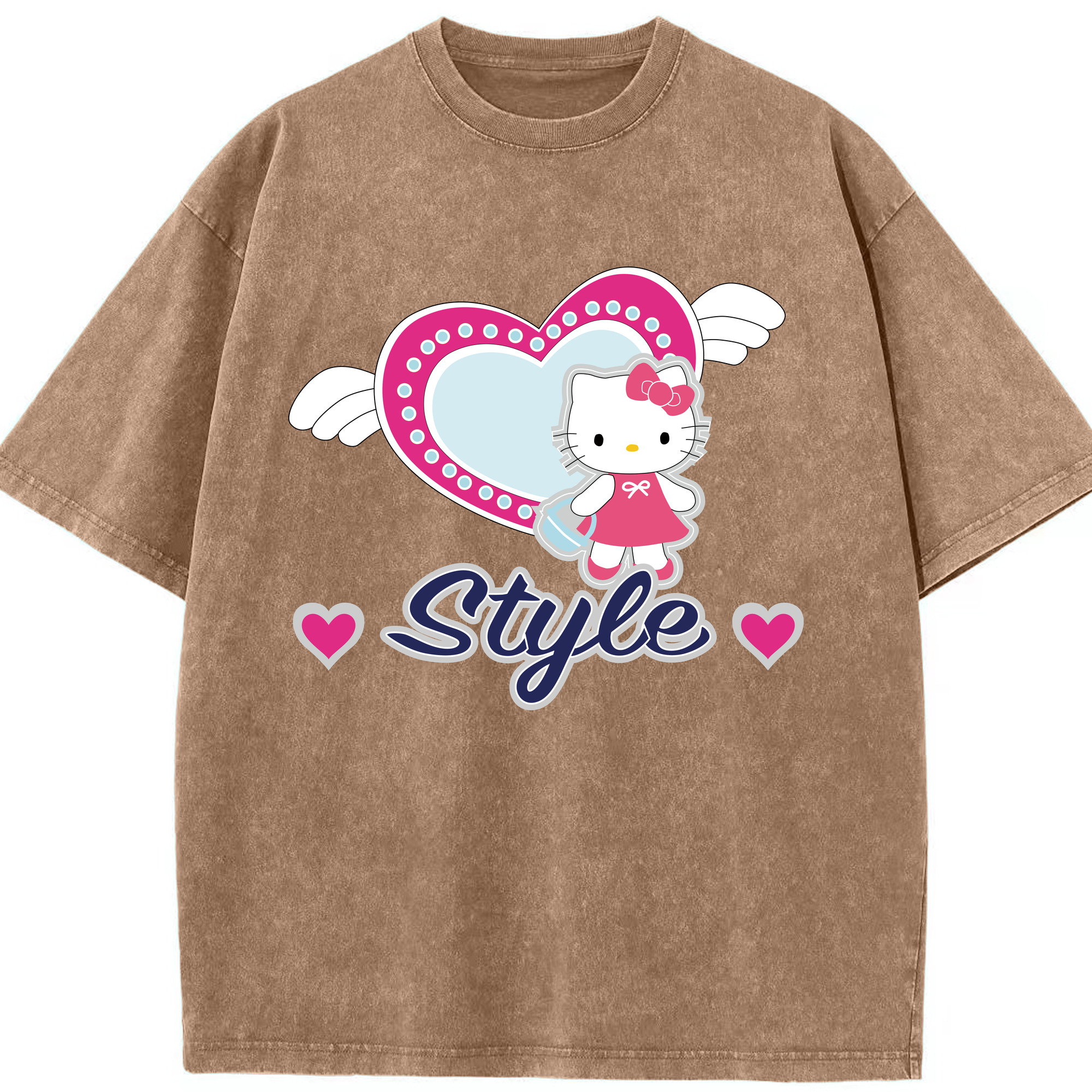（画像用） Hello Kitty ハローキティ 綿100% ヴィンテージ風 半袖Tシャツ（フロントプリント）