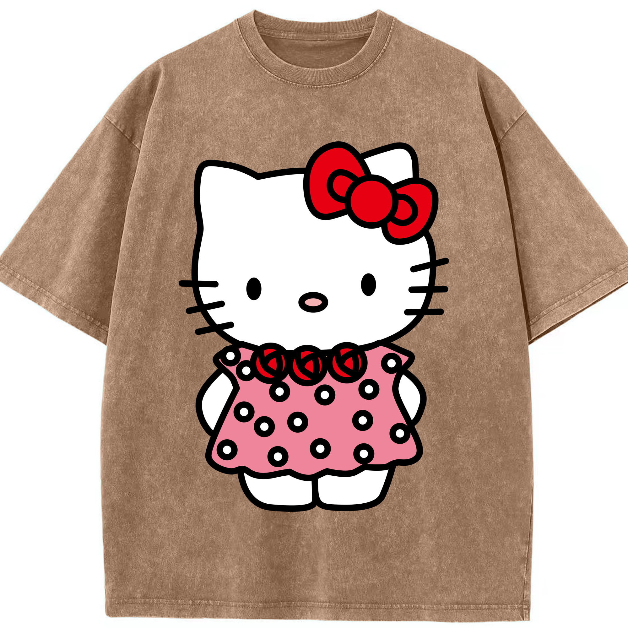 （画像用） Hello Kitty ハローキティ 綿100% ヴィンテージ風 半袖Tシャツ（フロントプリント）