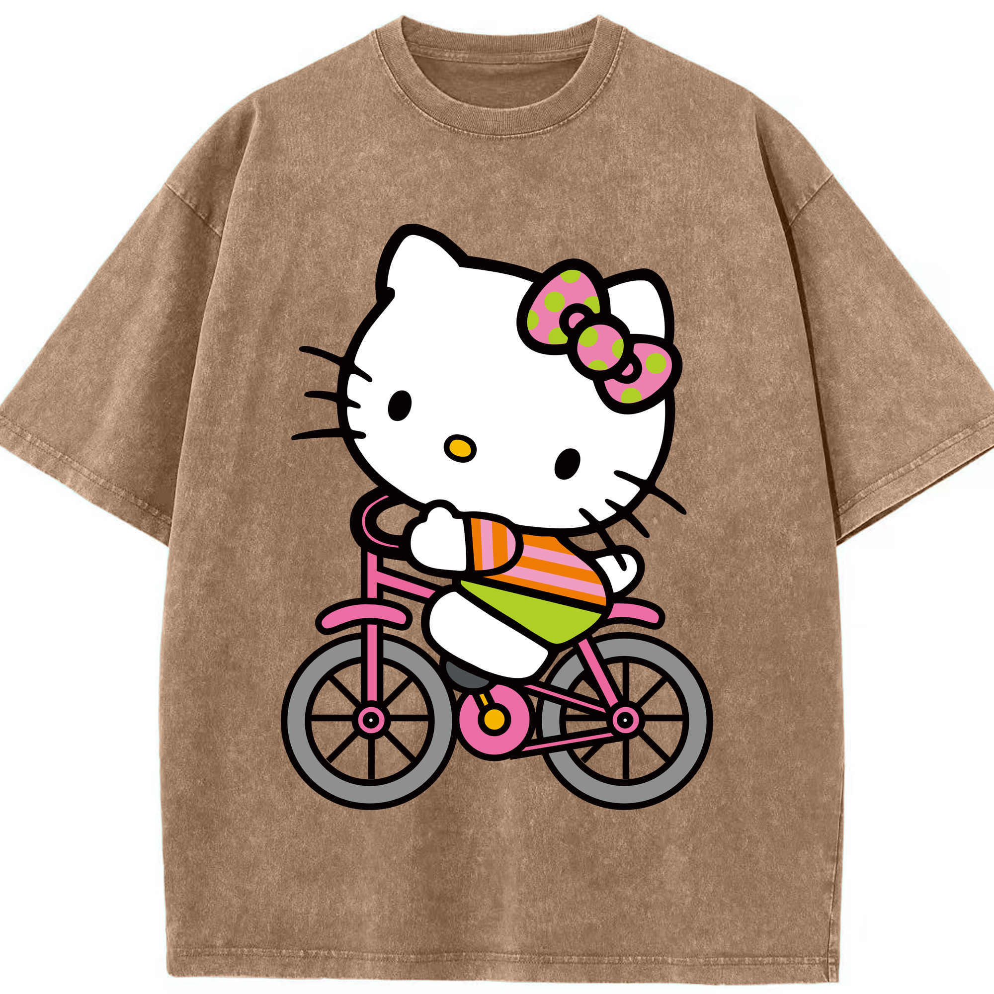 （画像用） Hello Kitty ハローキティ 綿100% ヴィンテージ風 半袖Tシャツ（フロントプリント）