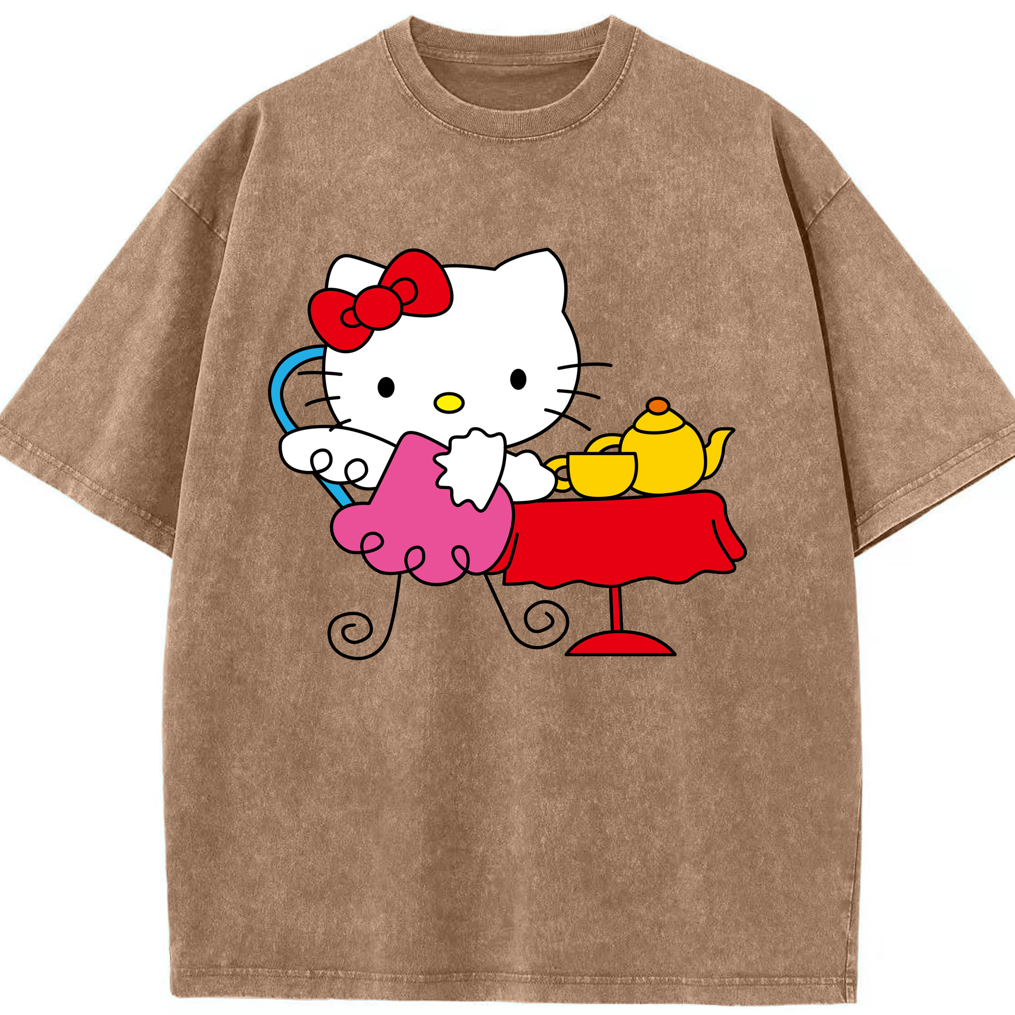 （画像用） Hello Kitty ハローキティ 綿100% ヴィンテージ風 半袖Tシャツ（フロントプリント）