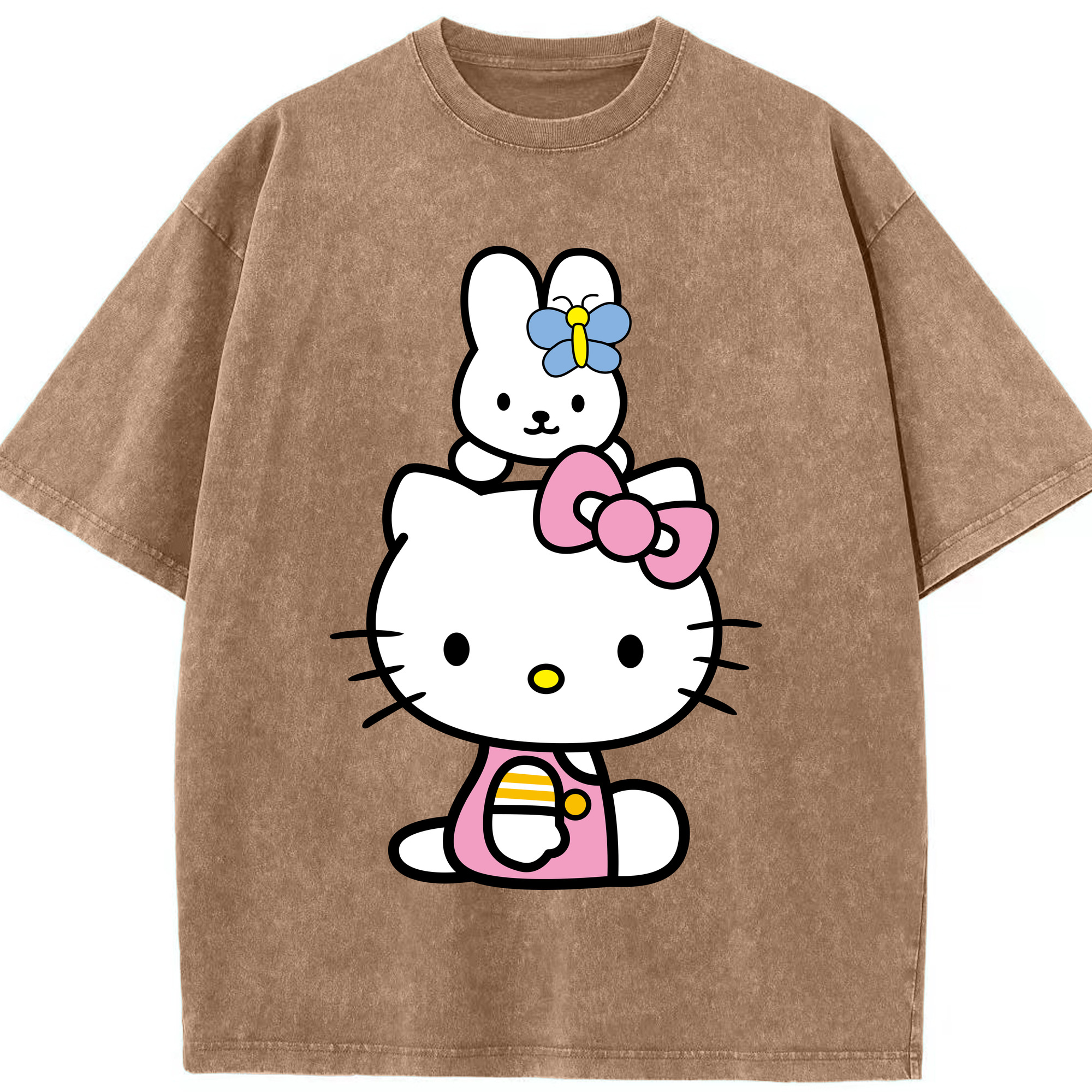 （画像用） Hello Kitty ハローキティ 綿100% ヴィンテージ風 半袖Tシャツ（フロントプリント）