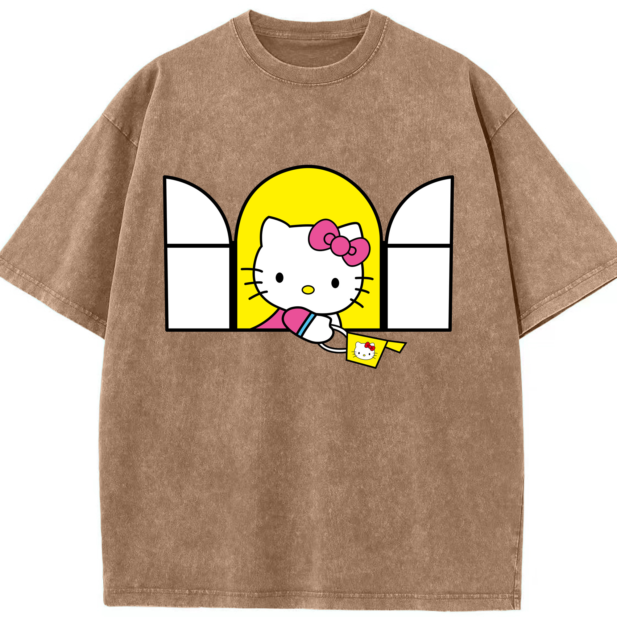 （画像用） Hello Kitty ハローキティ 綿100% ヴィンテージ風 半袖Tシャツ（フロントプリント）