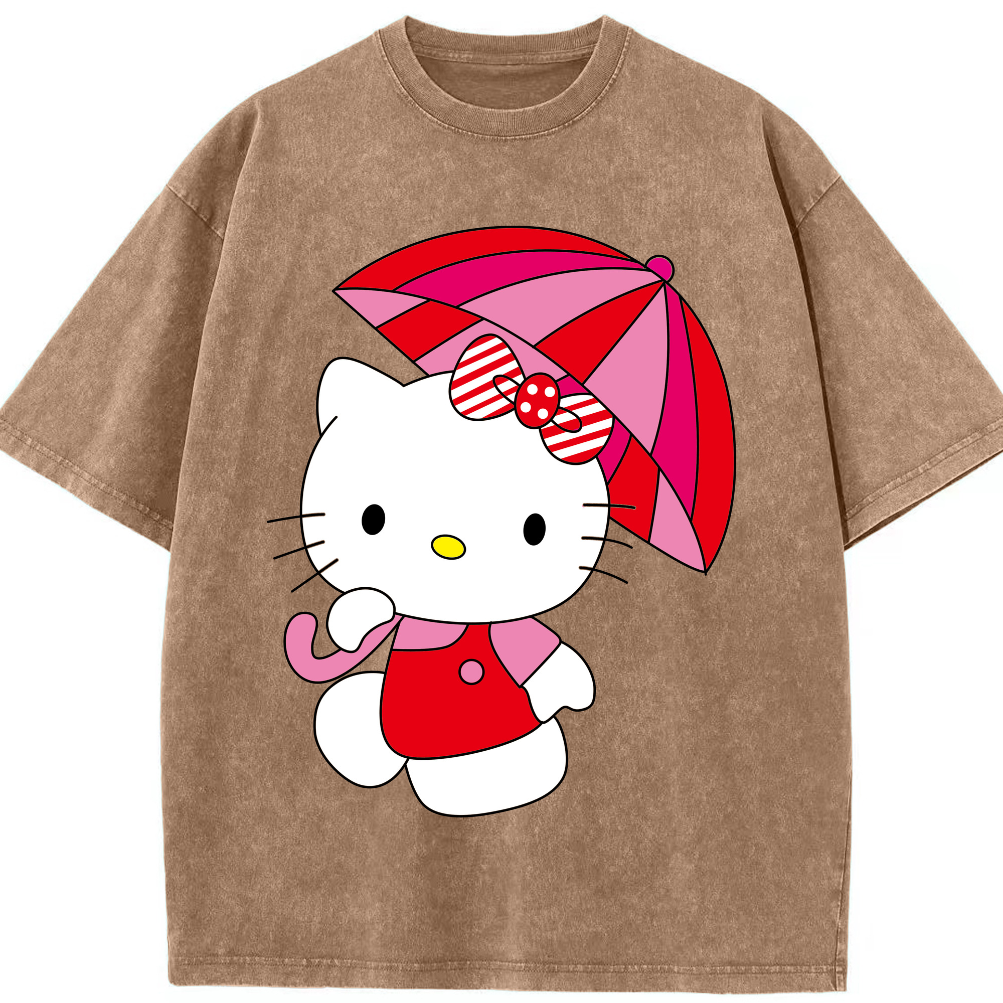 （画像用） Hello Kitty ハローキティ 綿100% ヴィンテージ風 半袖Tシャツ（フロントプリント）