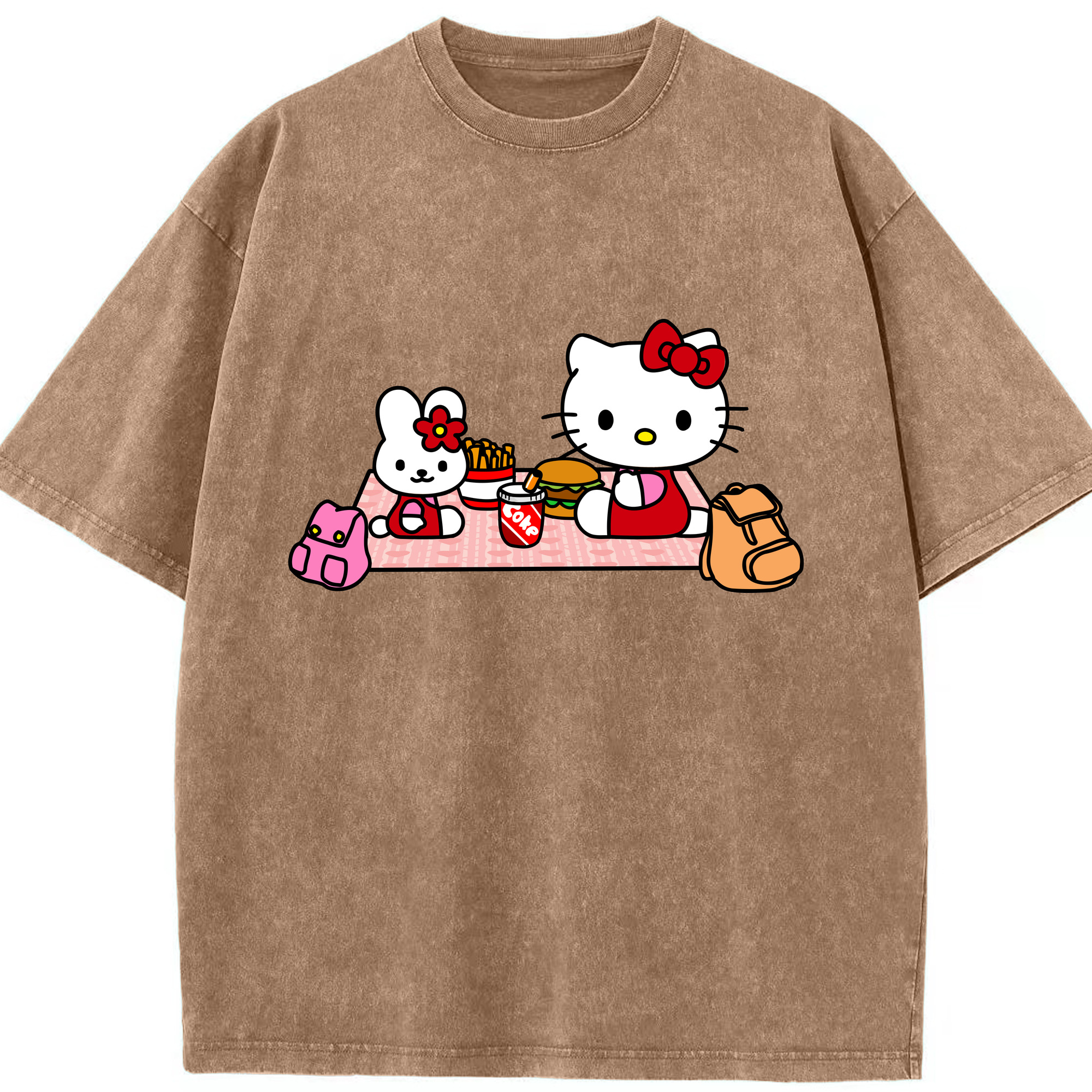 （画像用） Hello Kitty ハローキティ 綿100% ヴィンテージ風 半袖Tシャツ（フロントプリント）