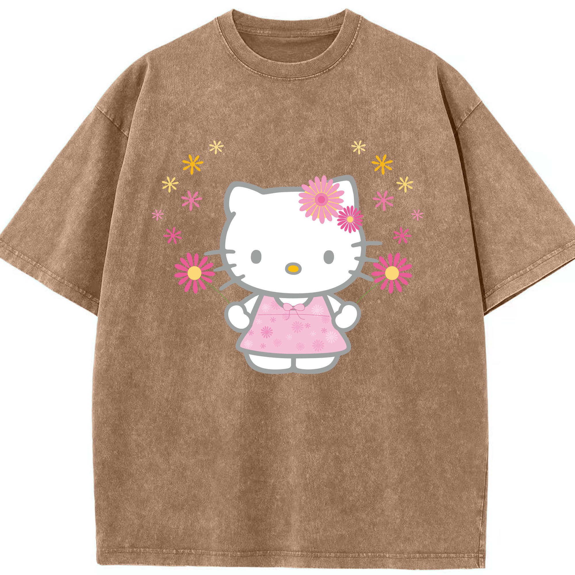 （画像用） Hello Kitty ハローキティ 綿100% ヴィンテージ風 半袖Tシャツ（フロントプリント）