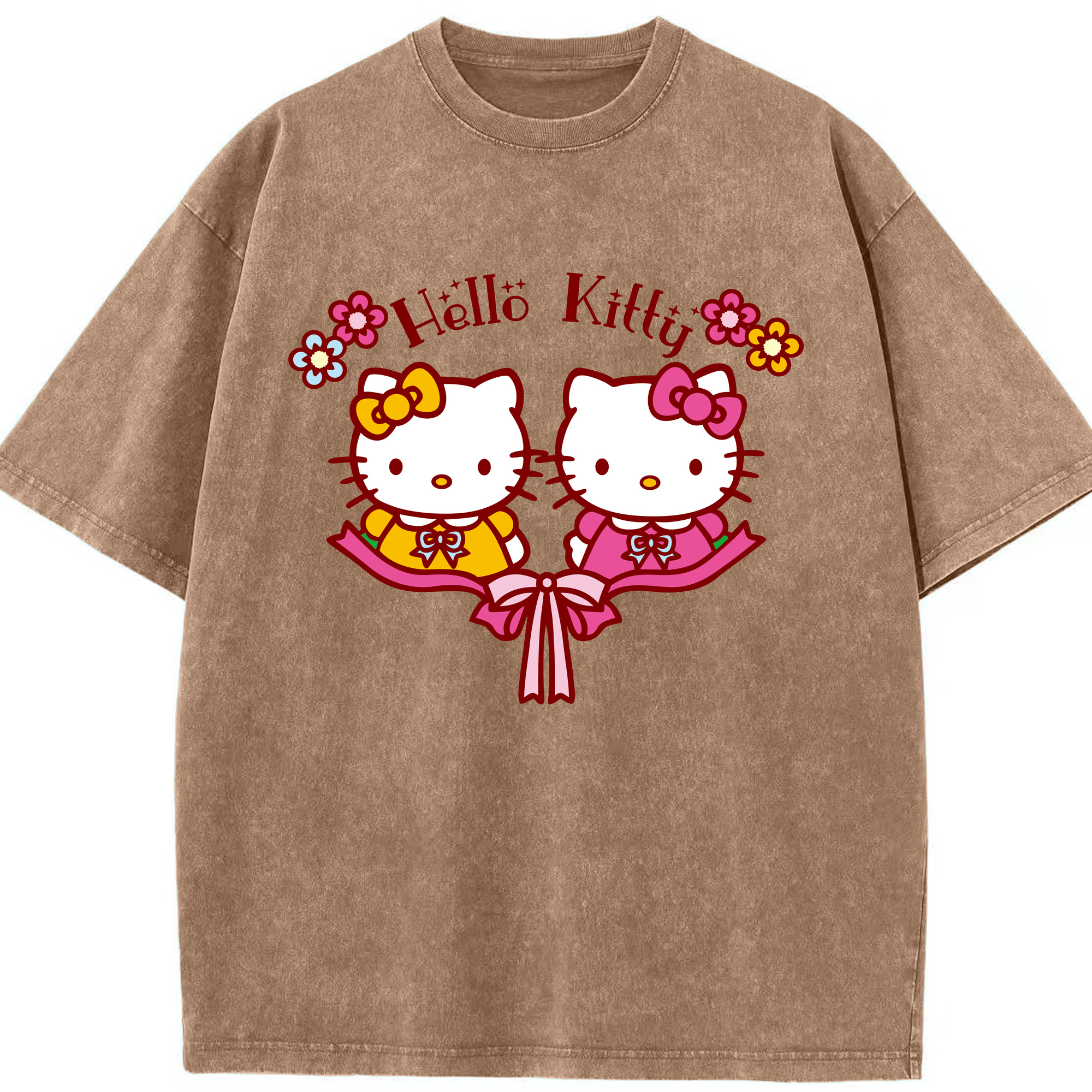 （画像用） Hello Kitty ハローキティ 綿100% ヴィンテージ風 半袖Tシャツ（フロントプリント）