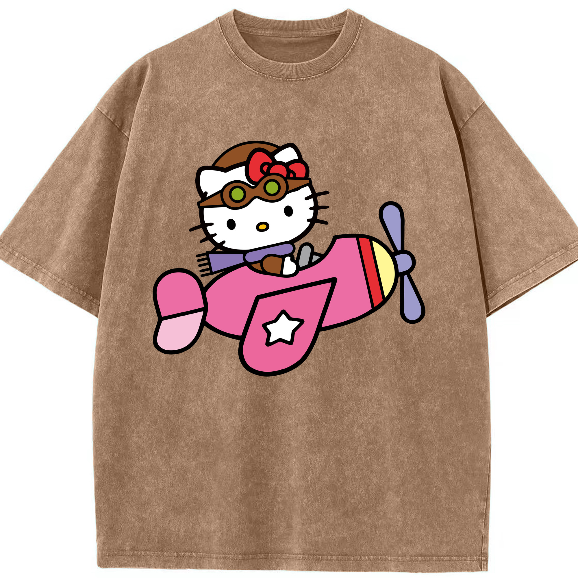 （画像用） Hello Kitty ハローキティ 綿100% ヴィンテージ風 半袖Tシャツ（フロントプリント）