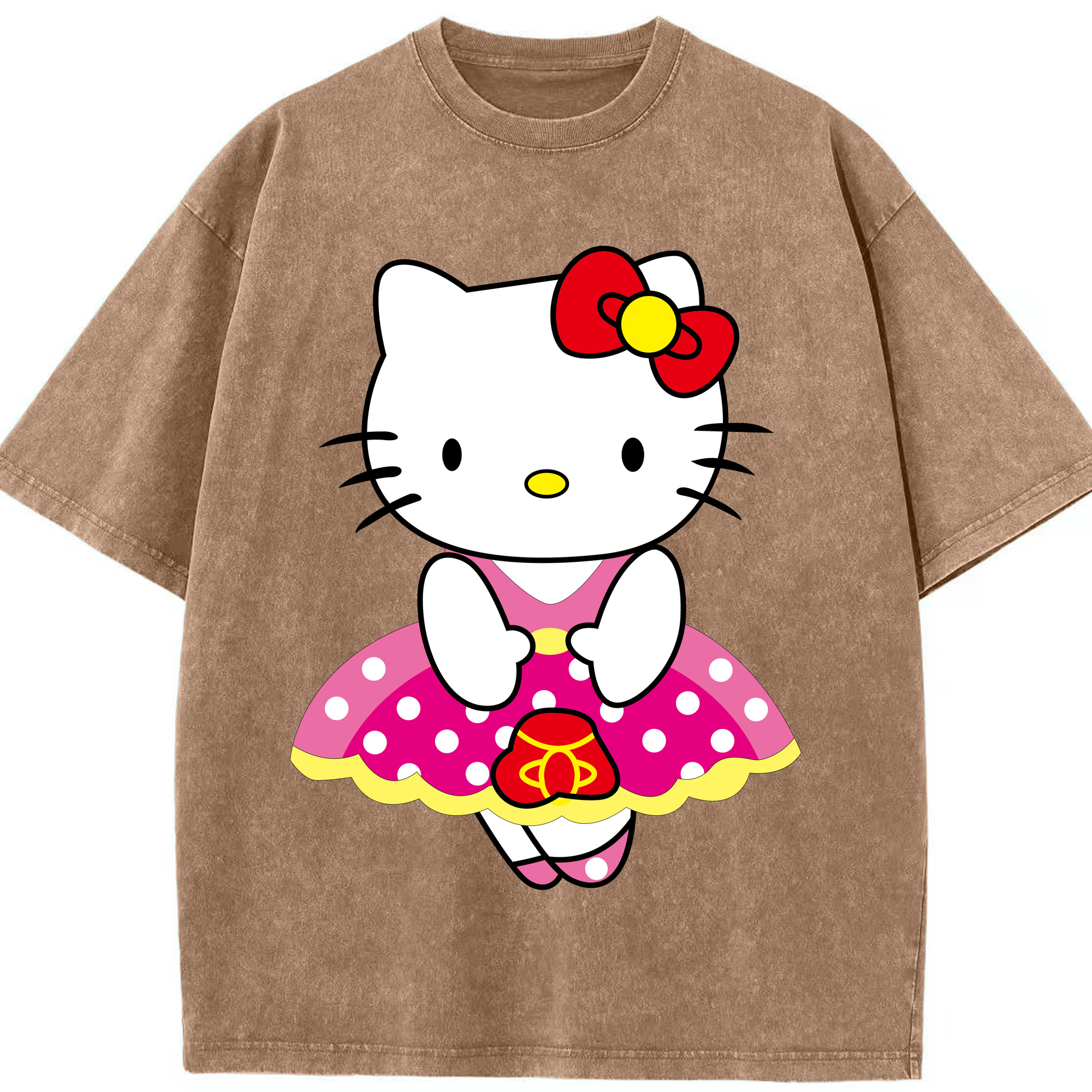 （画像用） Hello Kitty ハローキティ 綿100% ヴィンテージ風 半袖Tシャツ（フロントプリント）