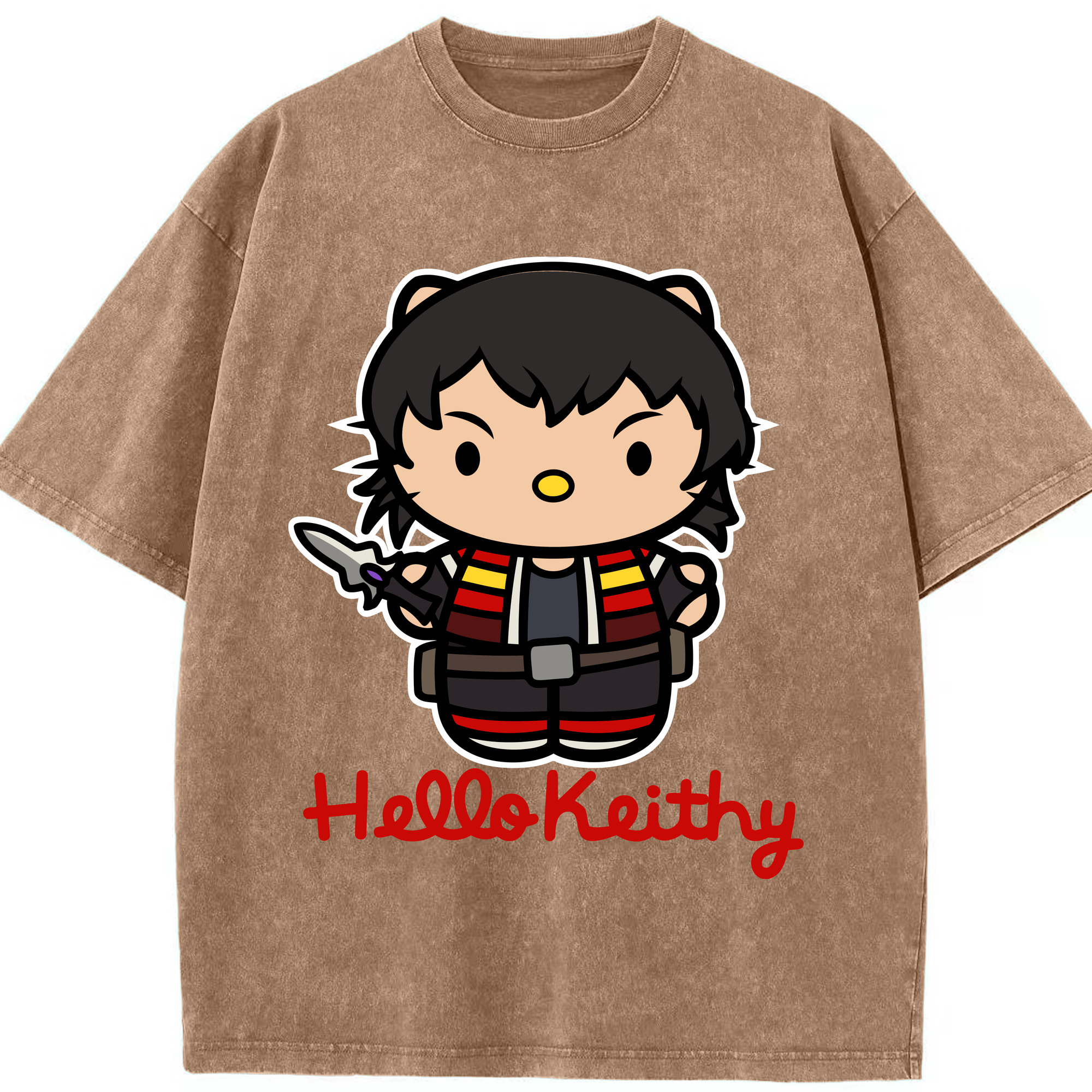 （画像用） Hello Kitty ハローキティ 綿100% ヴィンテージ風 半袖Tシャツ（フロントプリント）