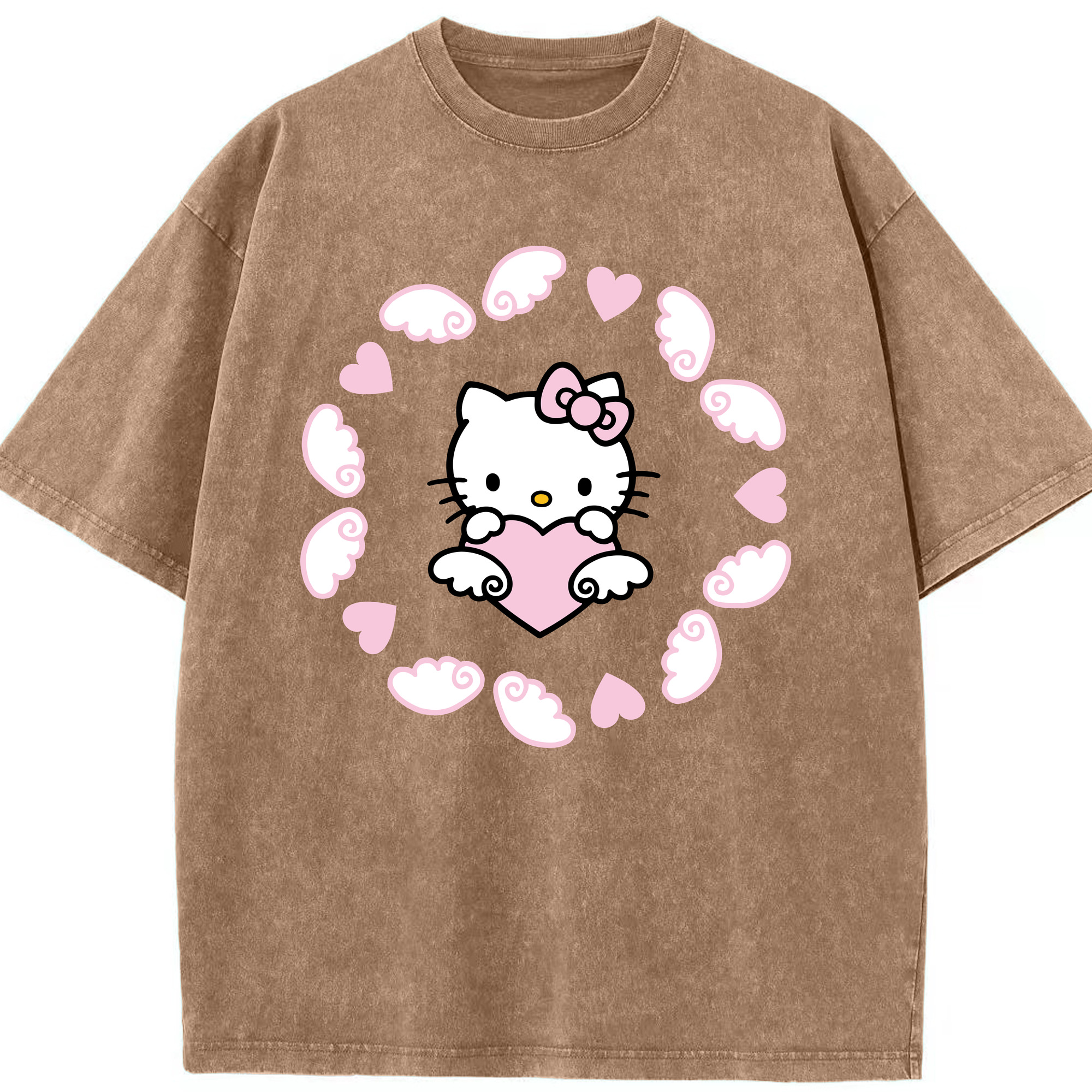 （画像用） Hello Kitty ハローキティ 綿100% ヴィンテージ風 半袖Tシャツ（フロントプリント）