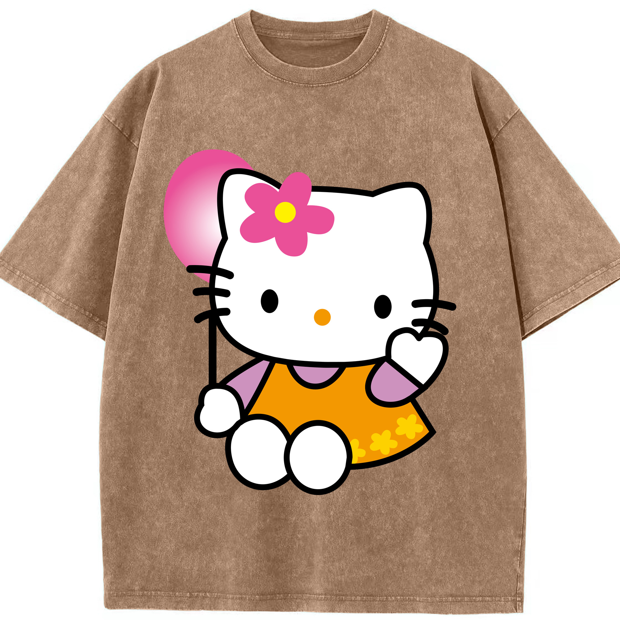 （画像用） Hello Kitty ハローキティ 綿100% ヴィンテージ風 半袖Tシャツ（フロントプリント）