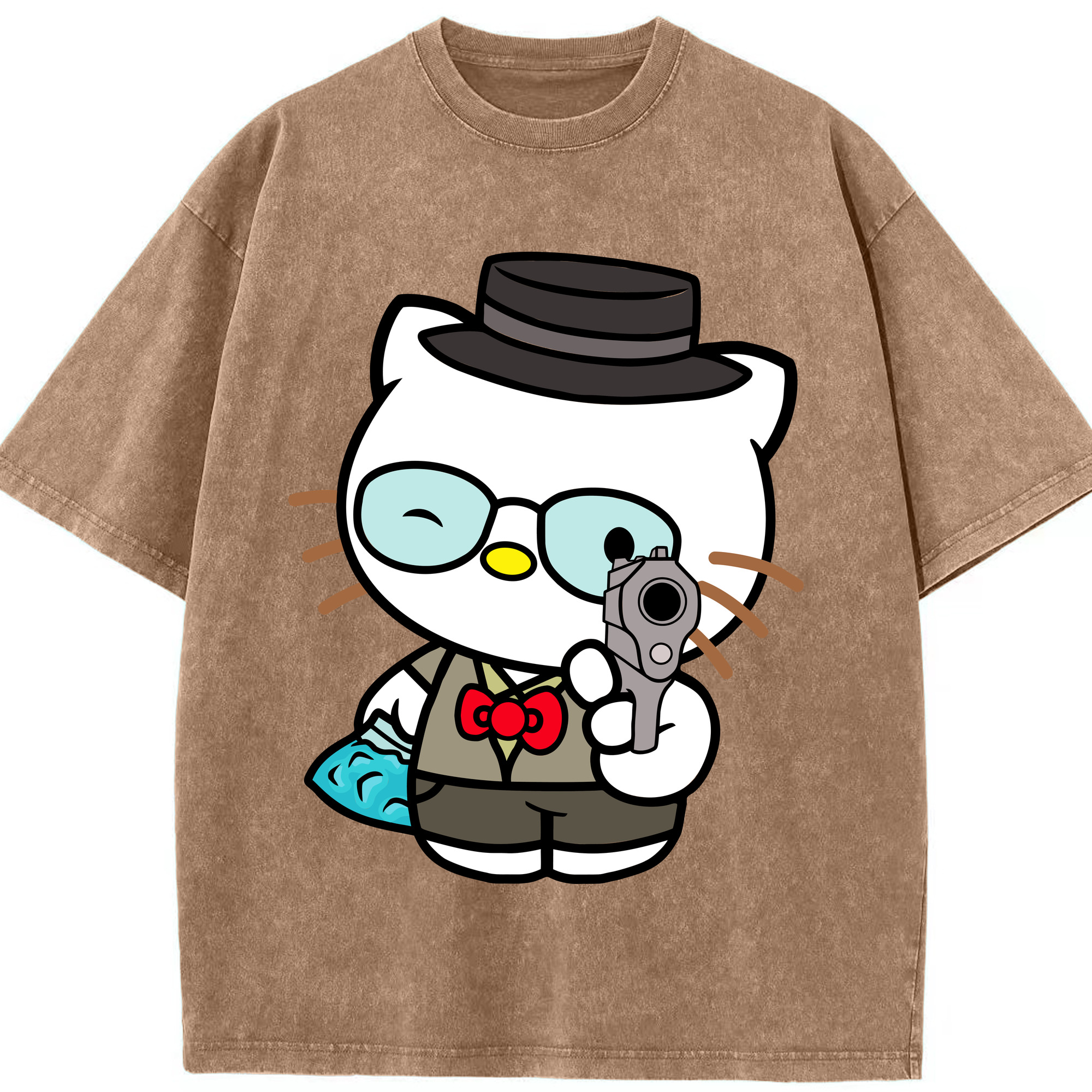（画像用） Hello Kitty ハローキティ 綿100% ヴィンテージ風 半袖Tシャツ（フロントプリント）