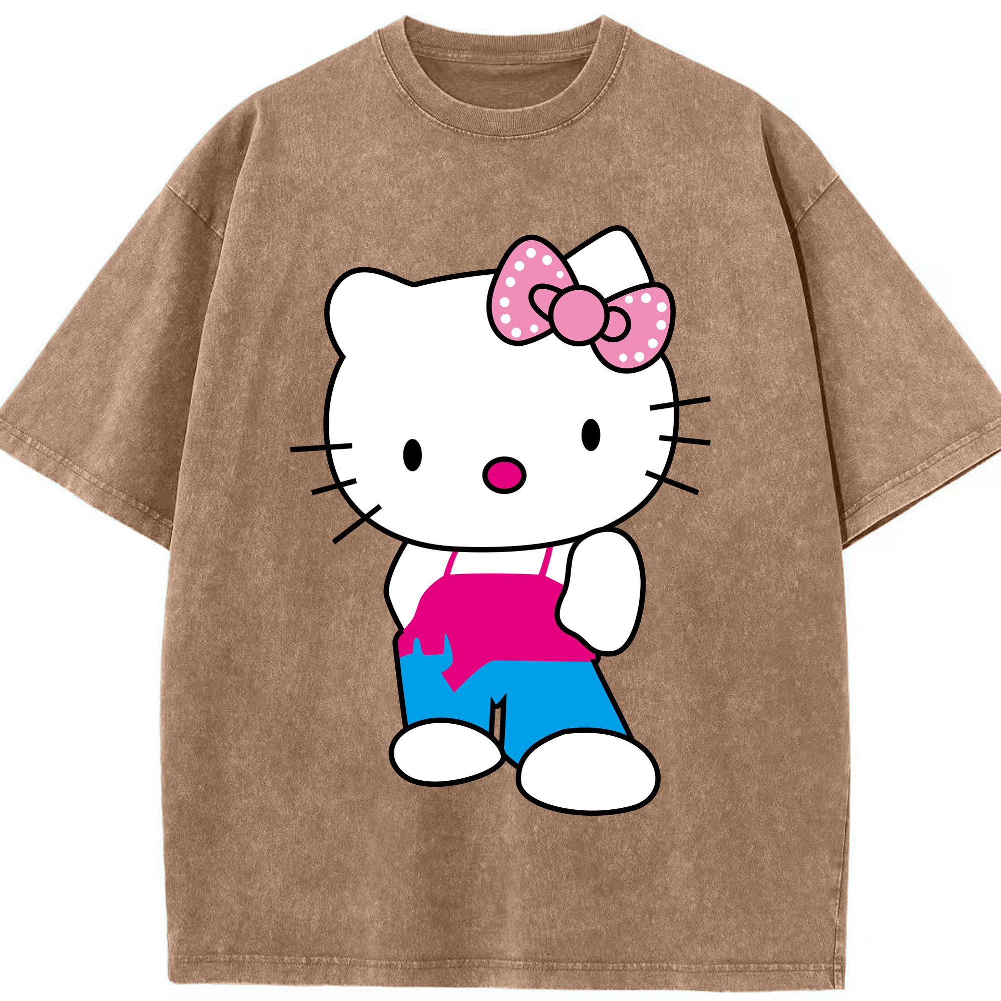 （画像用） Hello Kitty ハローキティ 綿100% ヴィンテージ風 半袖Tシャツ（フロントプリント）