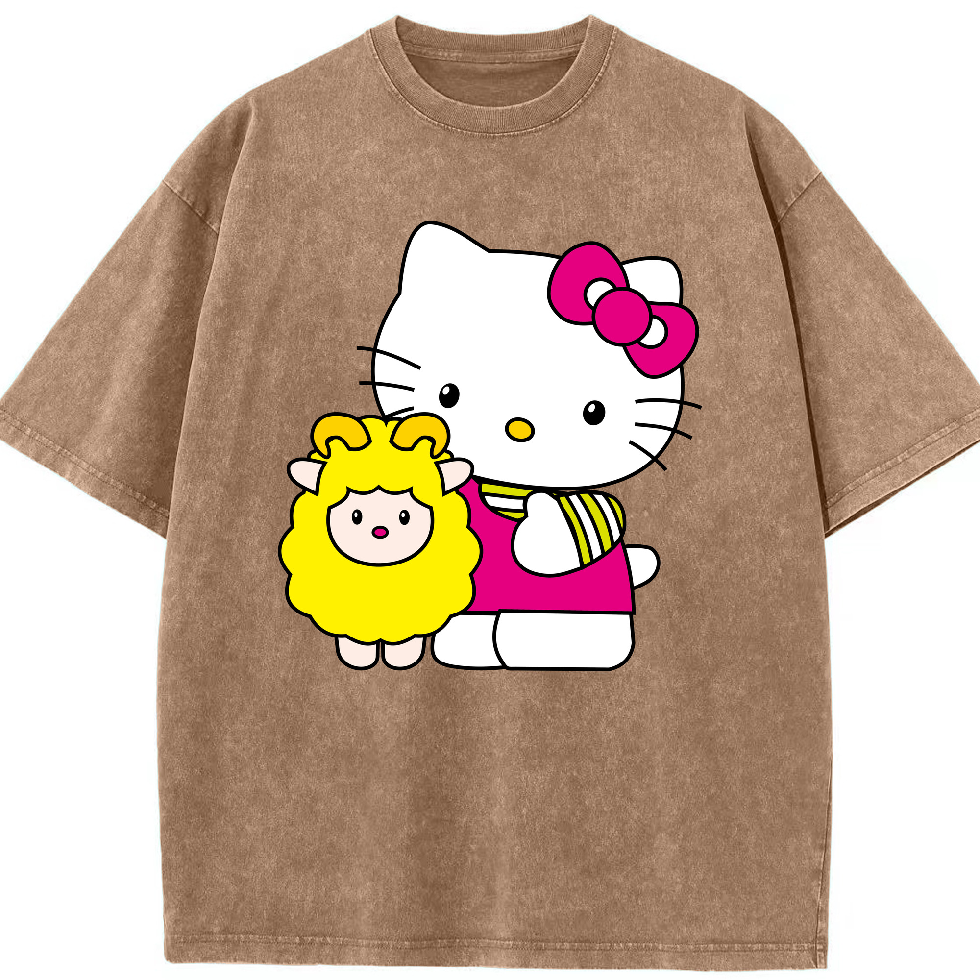 （画像用） Hello Kitty ハローキティ 綿100% ヴィンテージ風 半袖Tシャツ（フロントプリント）
