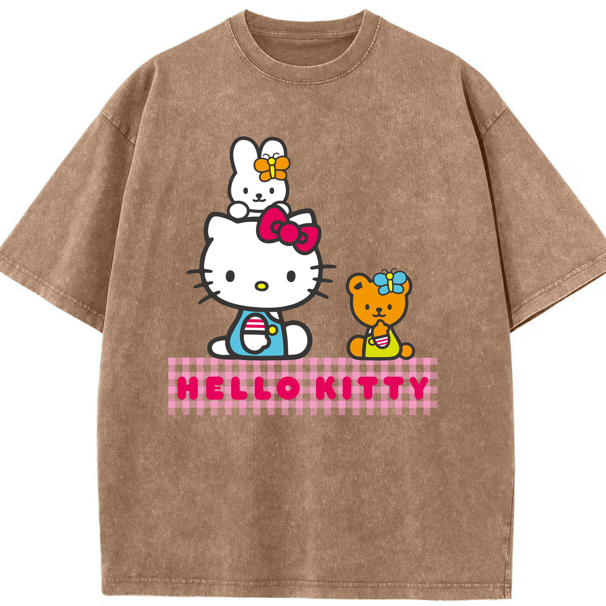 （画像用） Hello Kitty ハローキティ 綿100% ヴィンテージ風 半袖Tシャツ（フロントプリント）