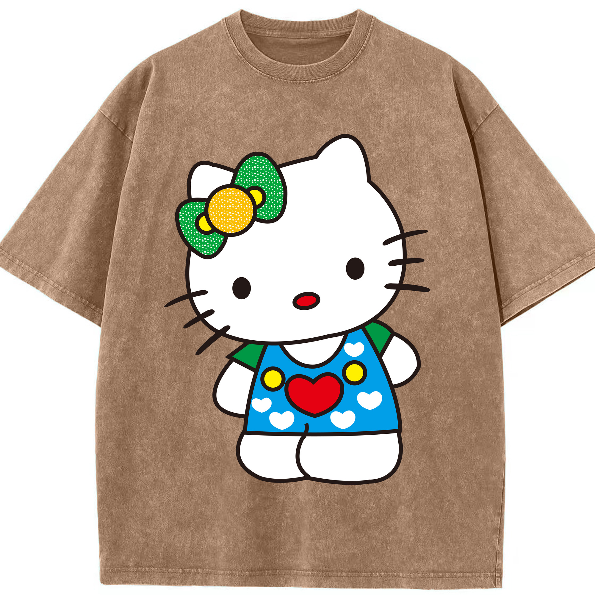 （画像用） Hello Kitty ハローキティ 綿100% ヴィンテージ風 半袖Tシャツ（フロントプリント）