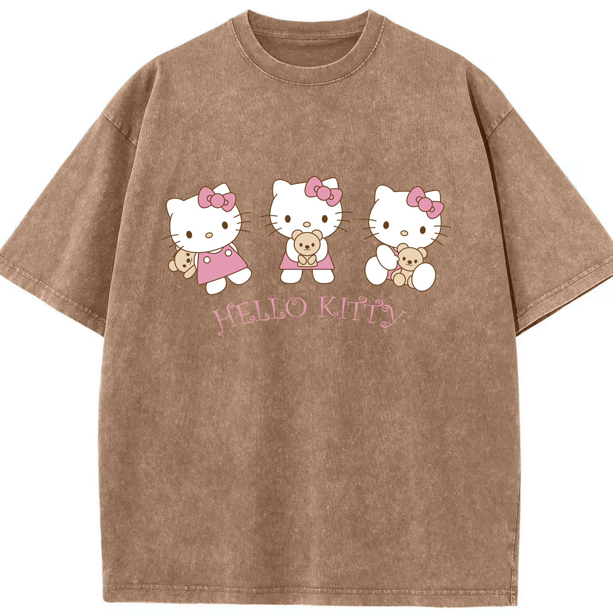 （画像用） Hello Kitty ハローキティ 綿100% ヴィンテージ風 半袖Tシャツ（フロントプリント）