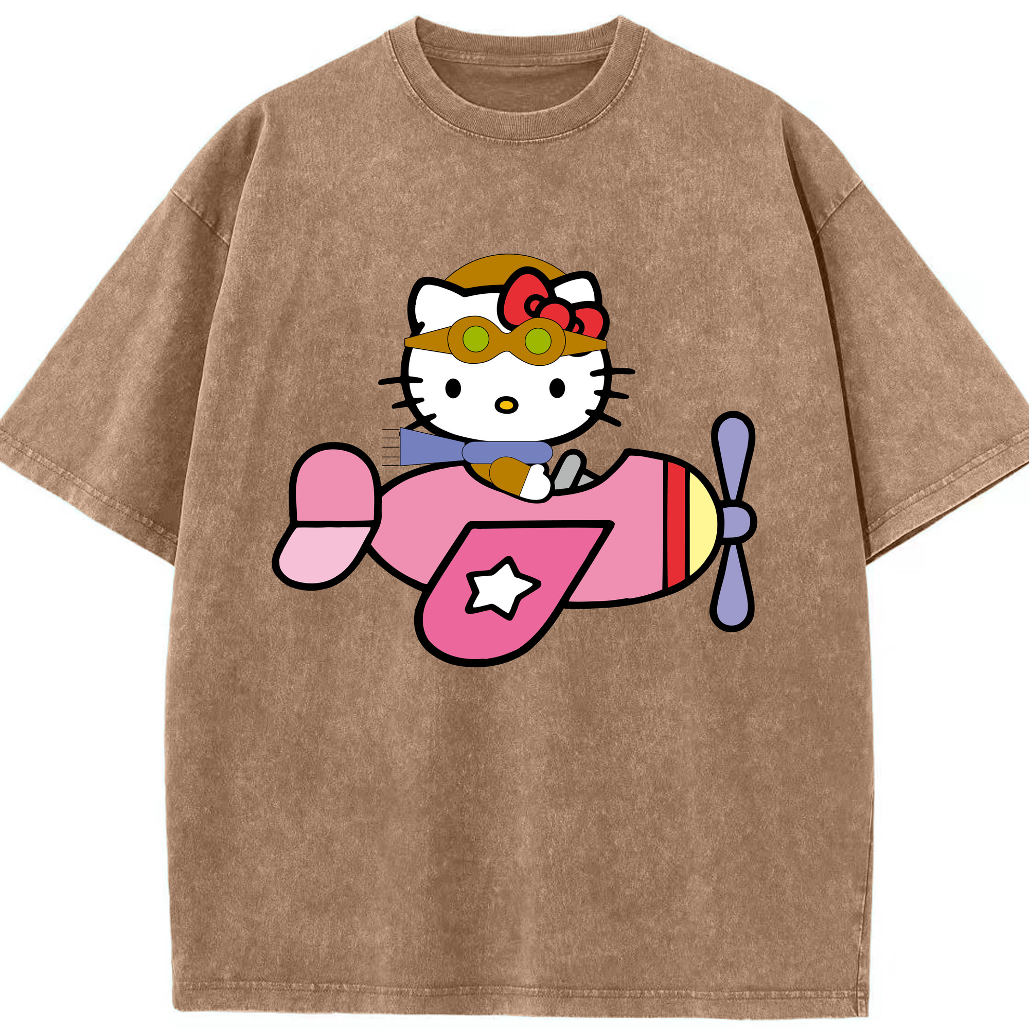 （画像用） Hello Kitty ハローキティ 綿100% ヴィンテージ風 半袖Tシャツ（フロントプリント）