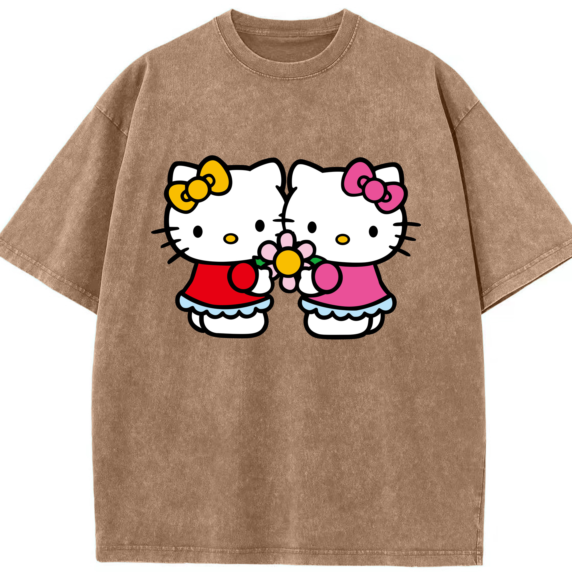 （画像用） Hello Kitty ハローキティ 綿100% ヴィンテージ風 半袖Tシャツ（フロントプリント）