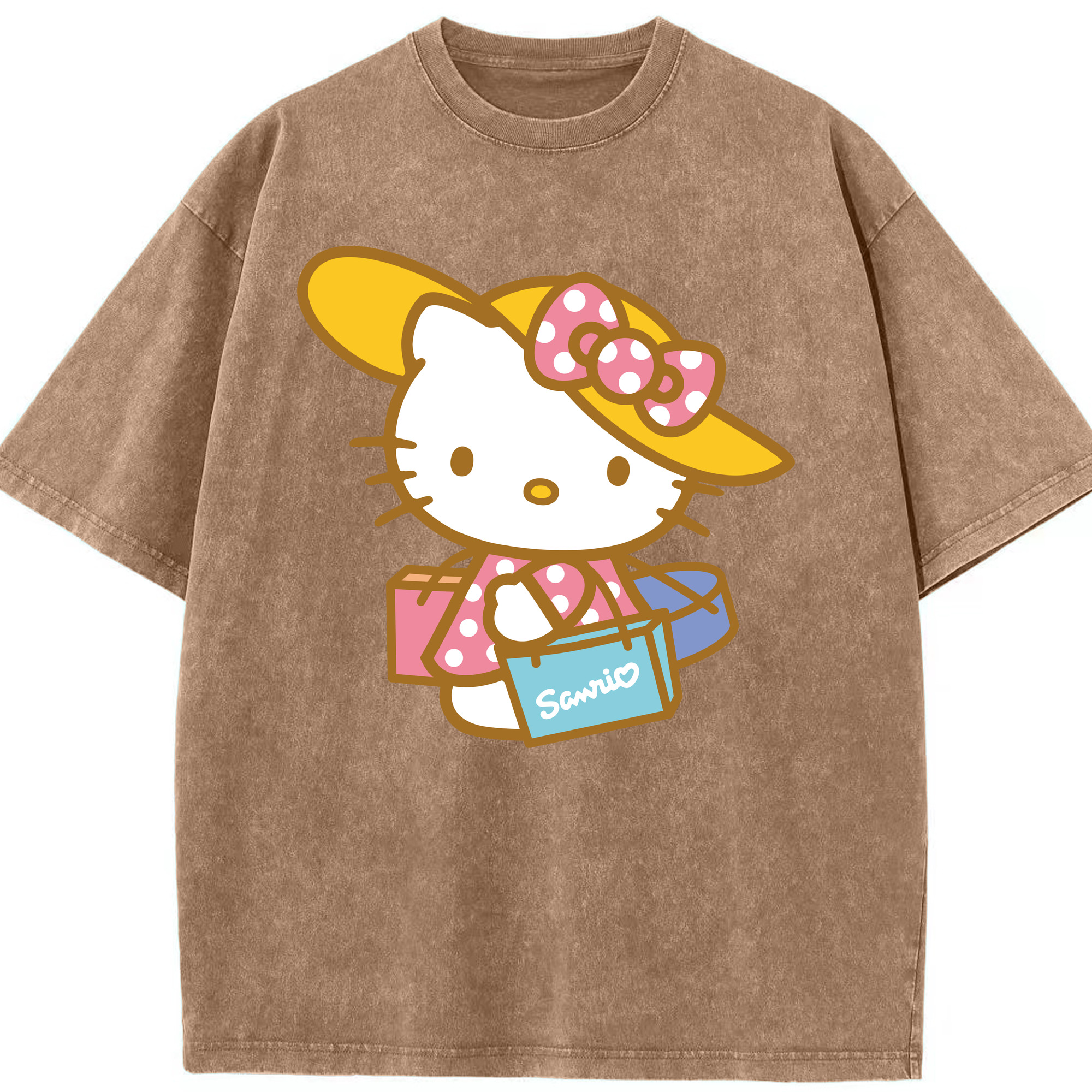 （画像用） Hello Kitty ハローキティ 綿100% ヴィンテージ風 半袖Tシャツ（フロントプリント）