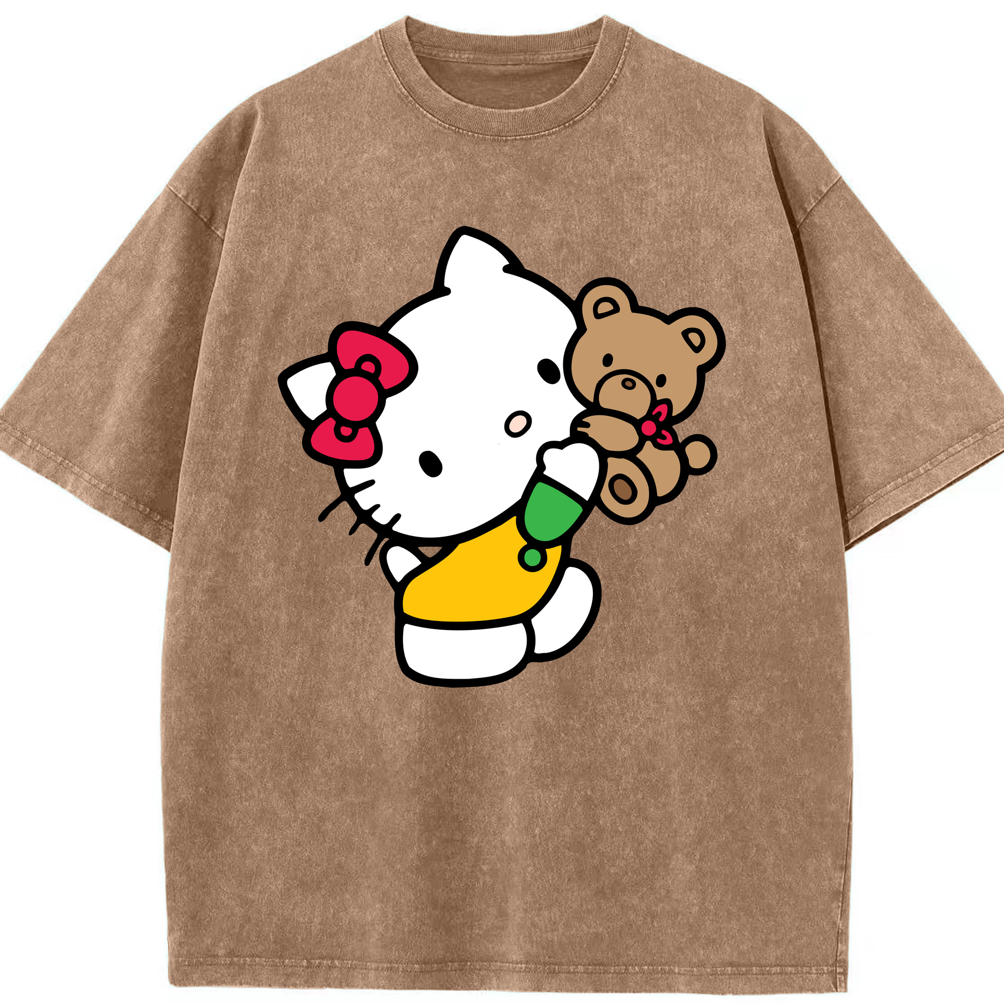 （画像用） Hello Kitty ハローキティ 綿100% ヴィンテージ風 半袖Tシャツ（フロントプリント）