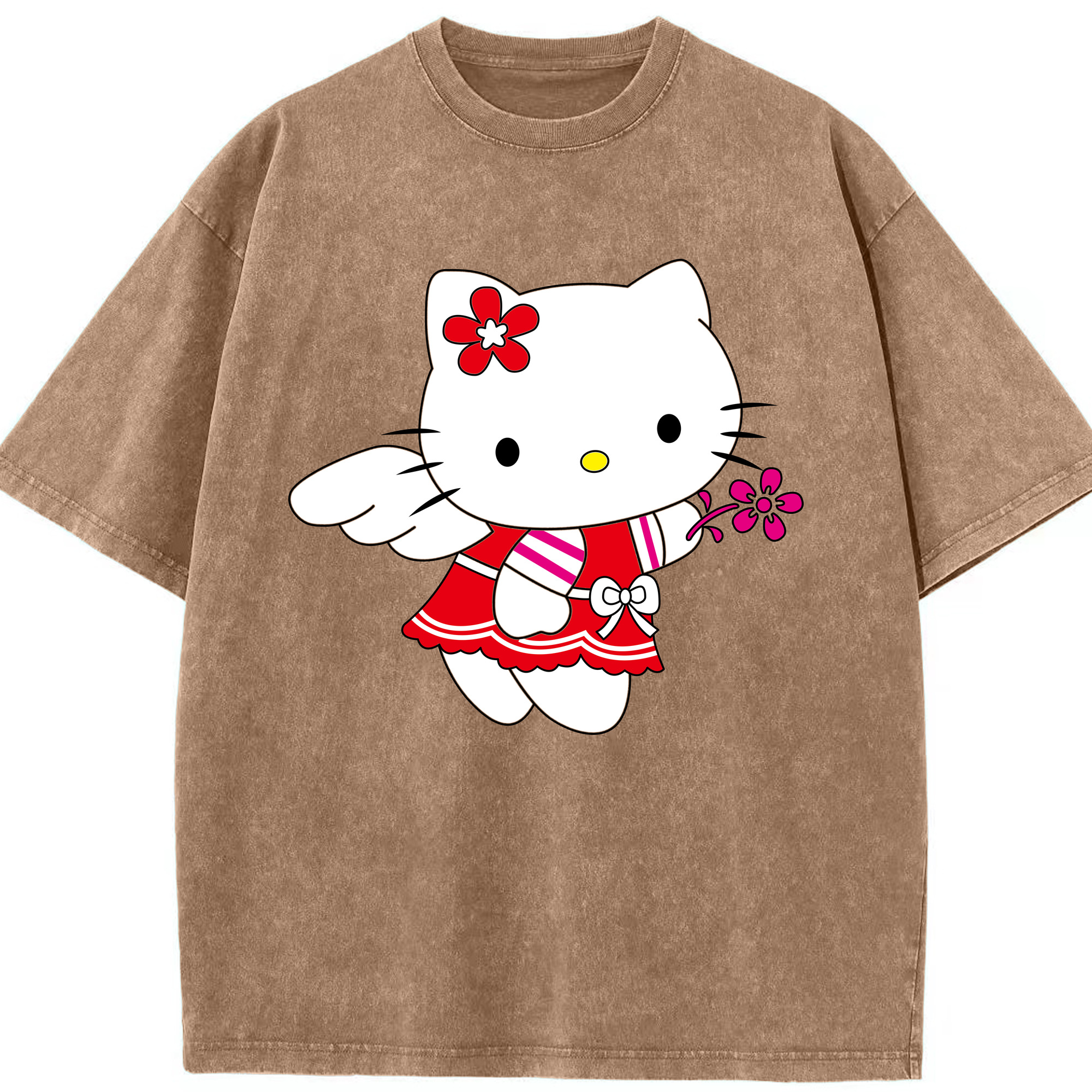 （画像用） Hello Kitty ハローキティ 綿100% ヴィンテージ風 半袖Tシャツ（フロントプリント）