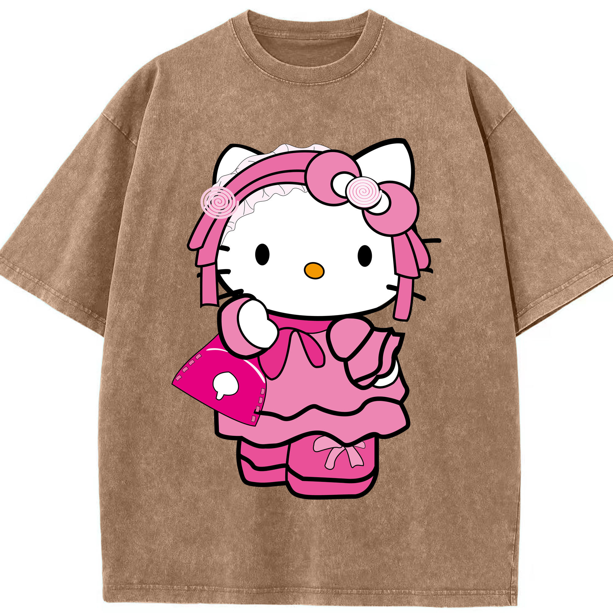 （画像用） Hello Kitty ハローキティ 綿100% ヴィンテージ風 半袖Tシャツ（フロントプリント）