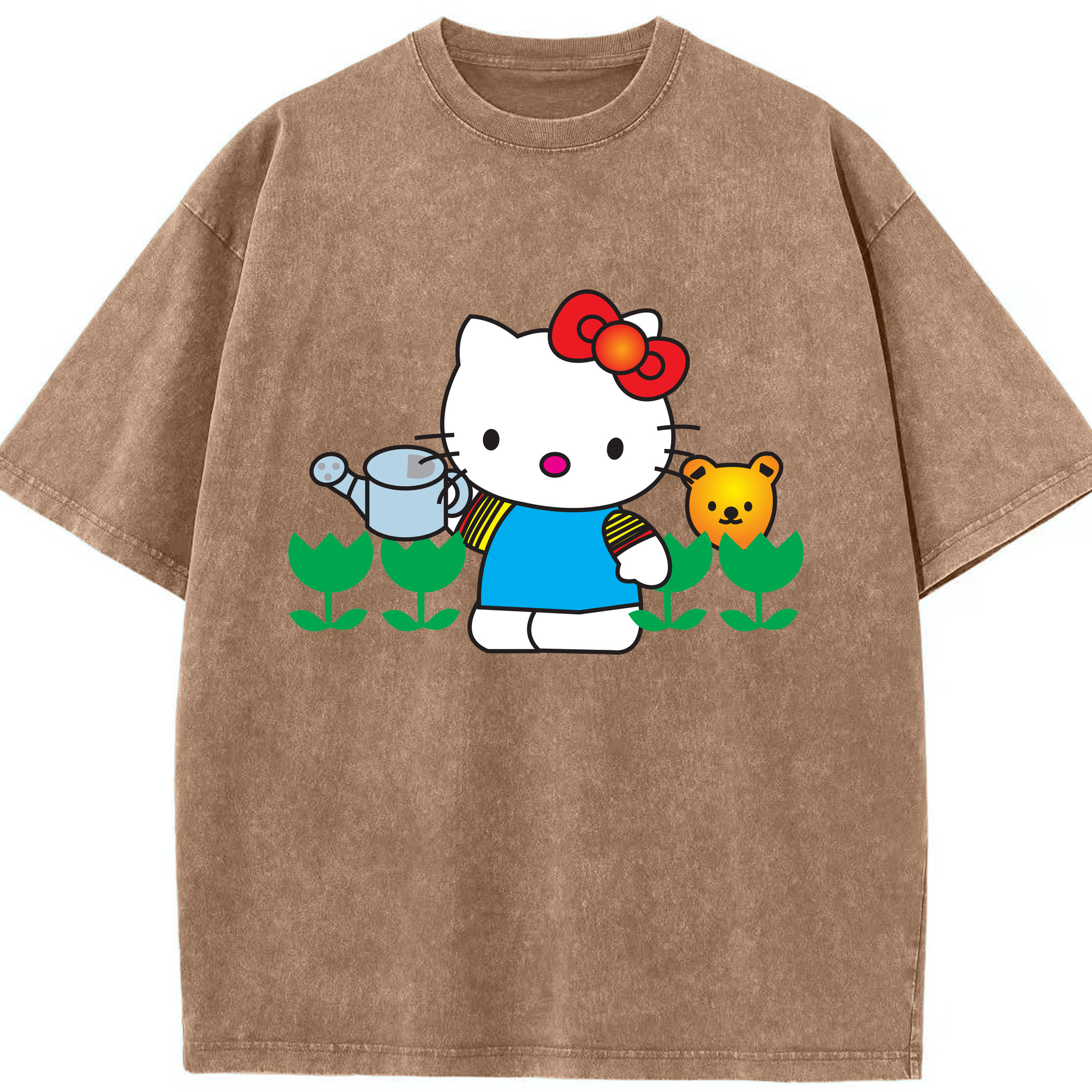 （画像用） Hello Kitty ハローキティ 綿100% ヴィンテージ風 半袖Tシャツ（フロントプリント）