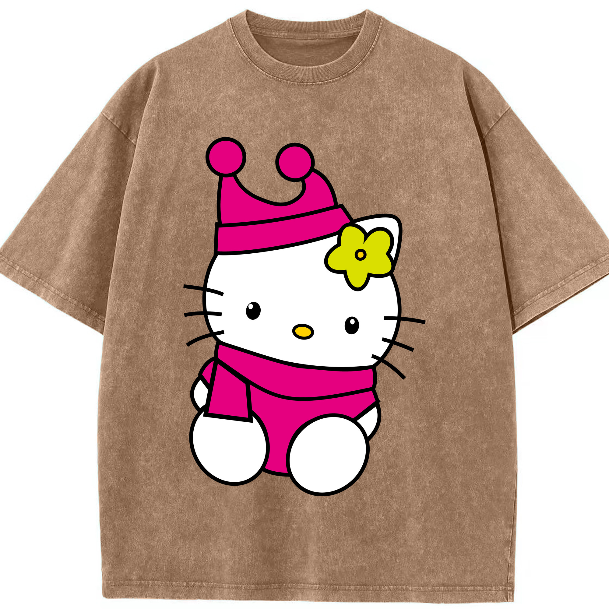 （画像用） Hello Kitty ハローキティ 綿100% ヴィンテージ風 半袖Tシャツ（フロントプリント）
