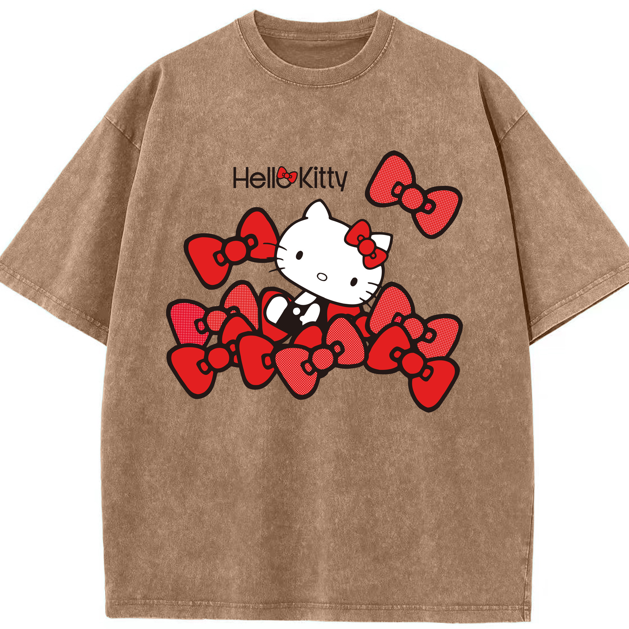 （画像用） Hello Kitty ハローキティ 綿100% ヴィンテージ風 半袖Tシャツ（フロントプリント）