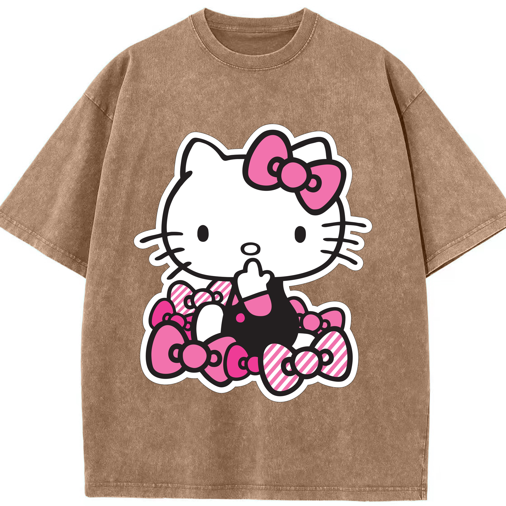 （画像用） Hello Kitty ハローキティ 綿100% ヴィンテージ風 半袖Tシャツ（フロントプリント）