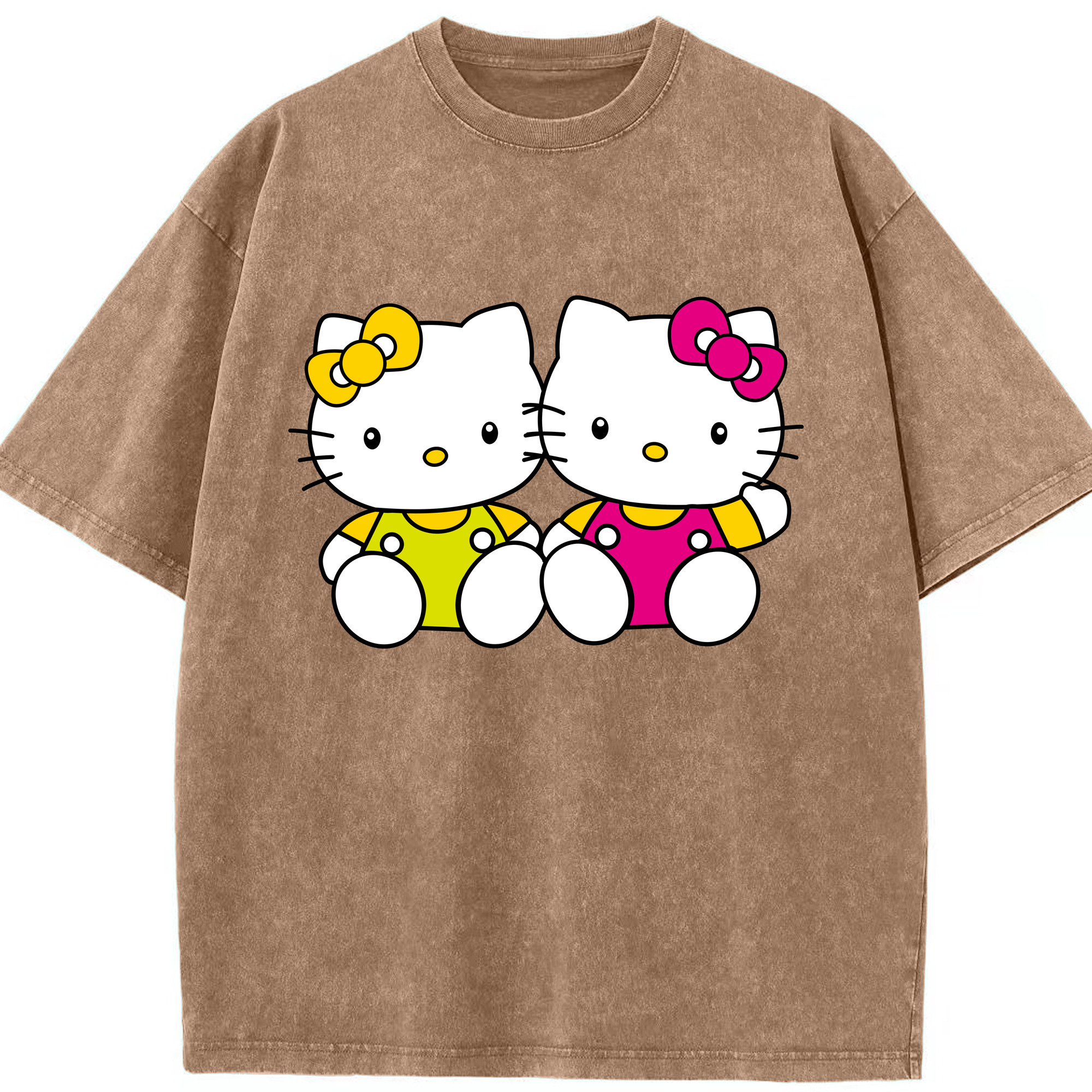 （画像用） Hello Kitty ハローキティ 綿100% ヴィンテージ風 半袖Tシャツ（フロントプリント）