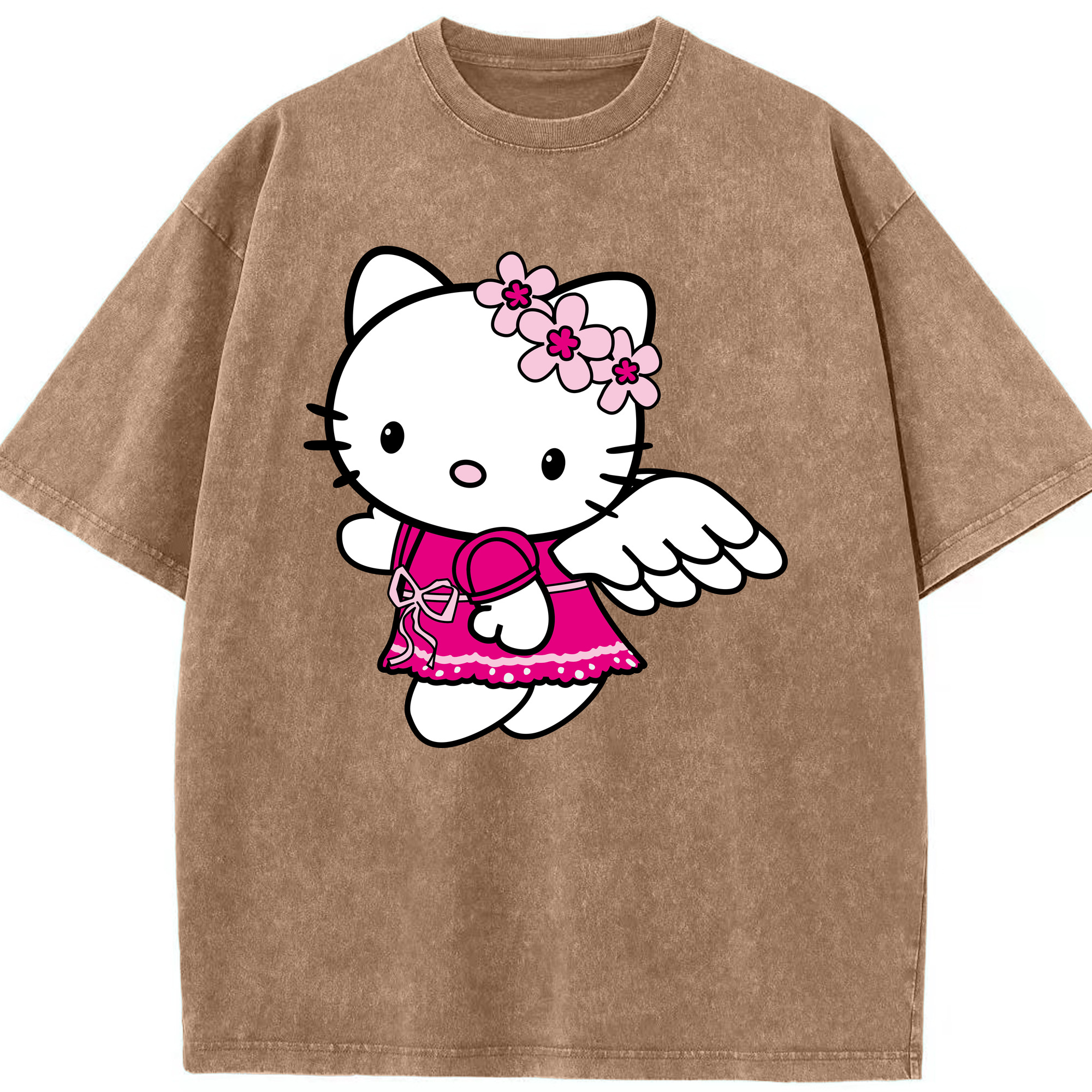 （画像用） Hello Kitty ハローキティ 綿100% ヴィンテージ風 半袖Tシャツ（フロントプリント）