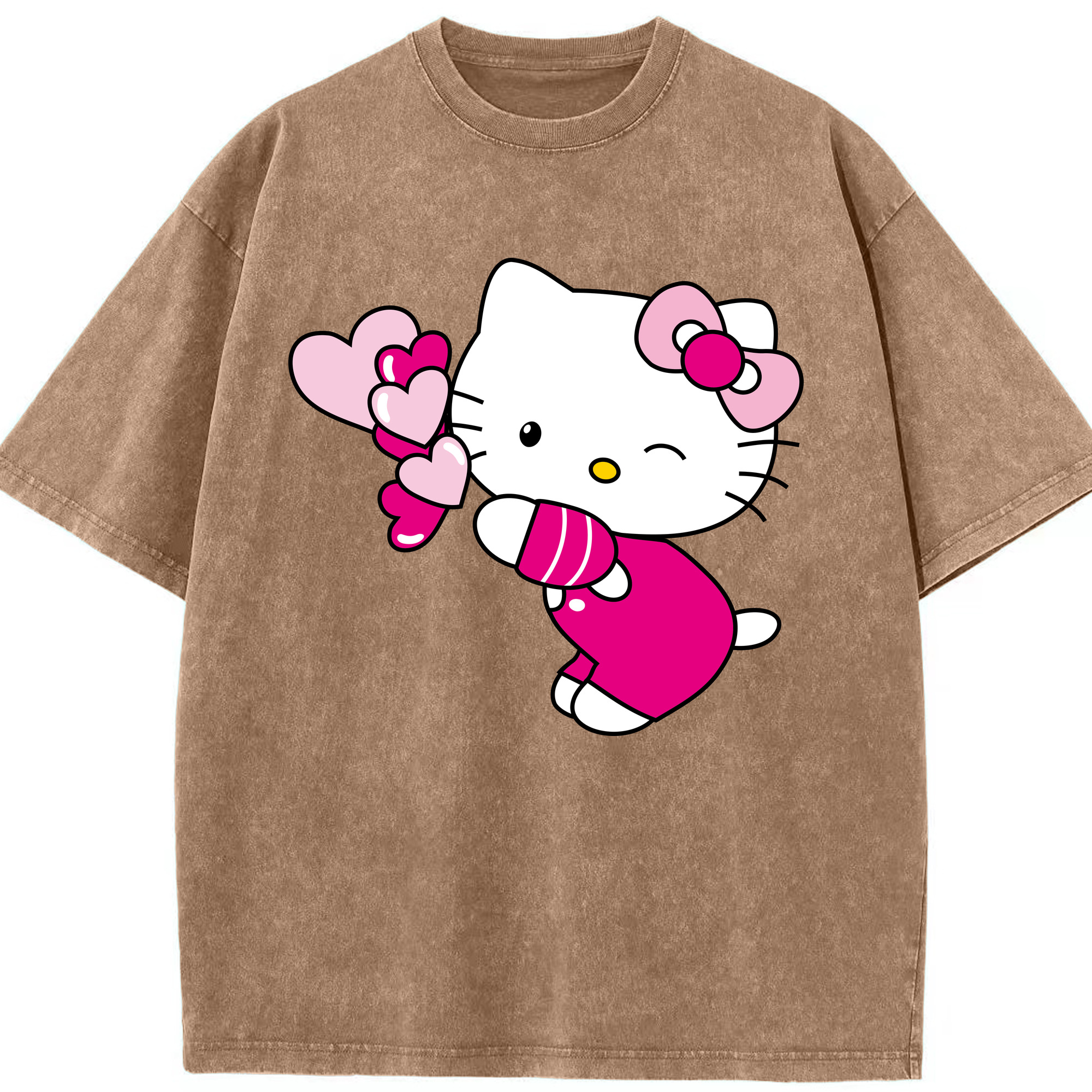 （画像用） Hello Kitty ハローキティ 綿100% ヴィンテージ風 半袖Tシャツ（フロントプリント）