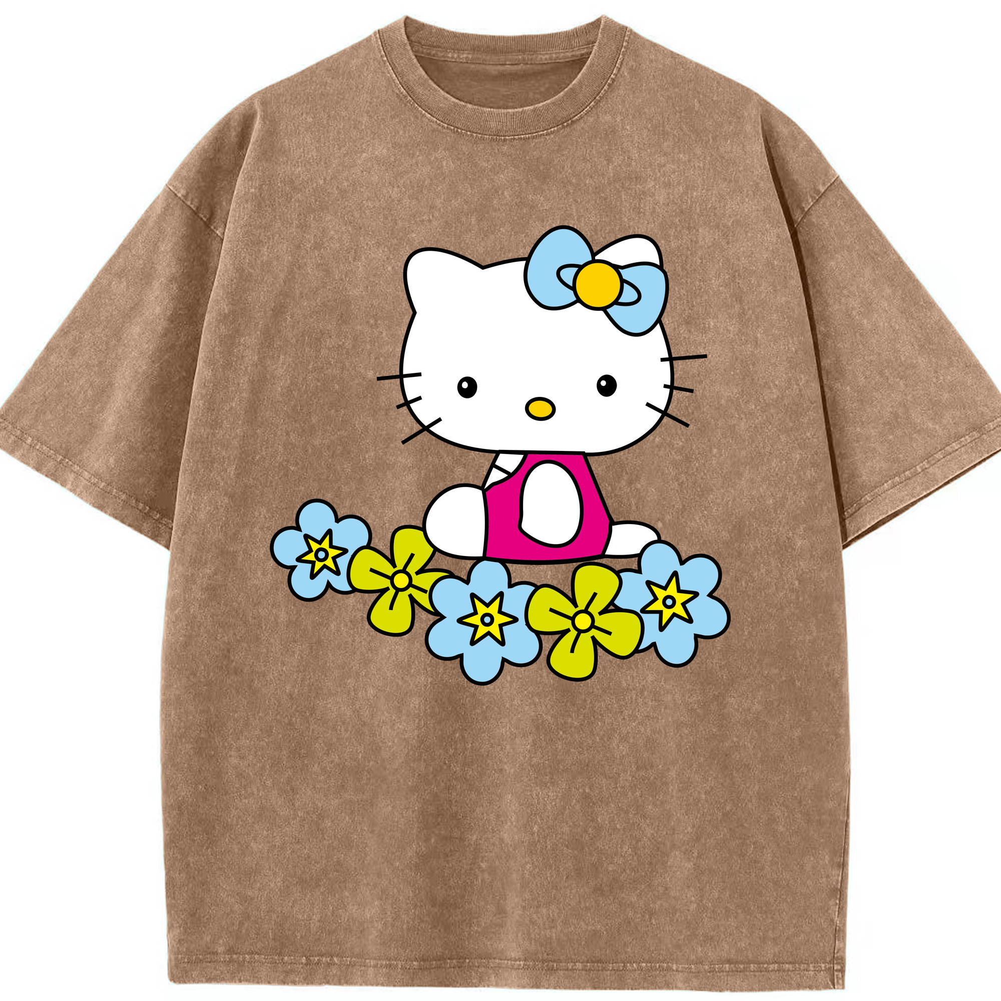 （画像用） Hello Kitty ハローキティ 綿100% ヴィンテージ風 半袖Tシャツ（フロントプリント）