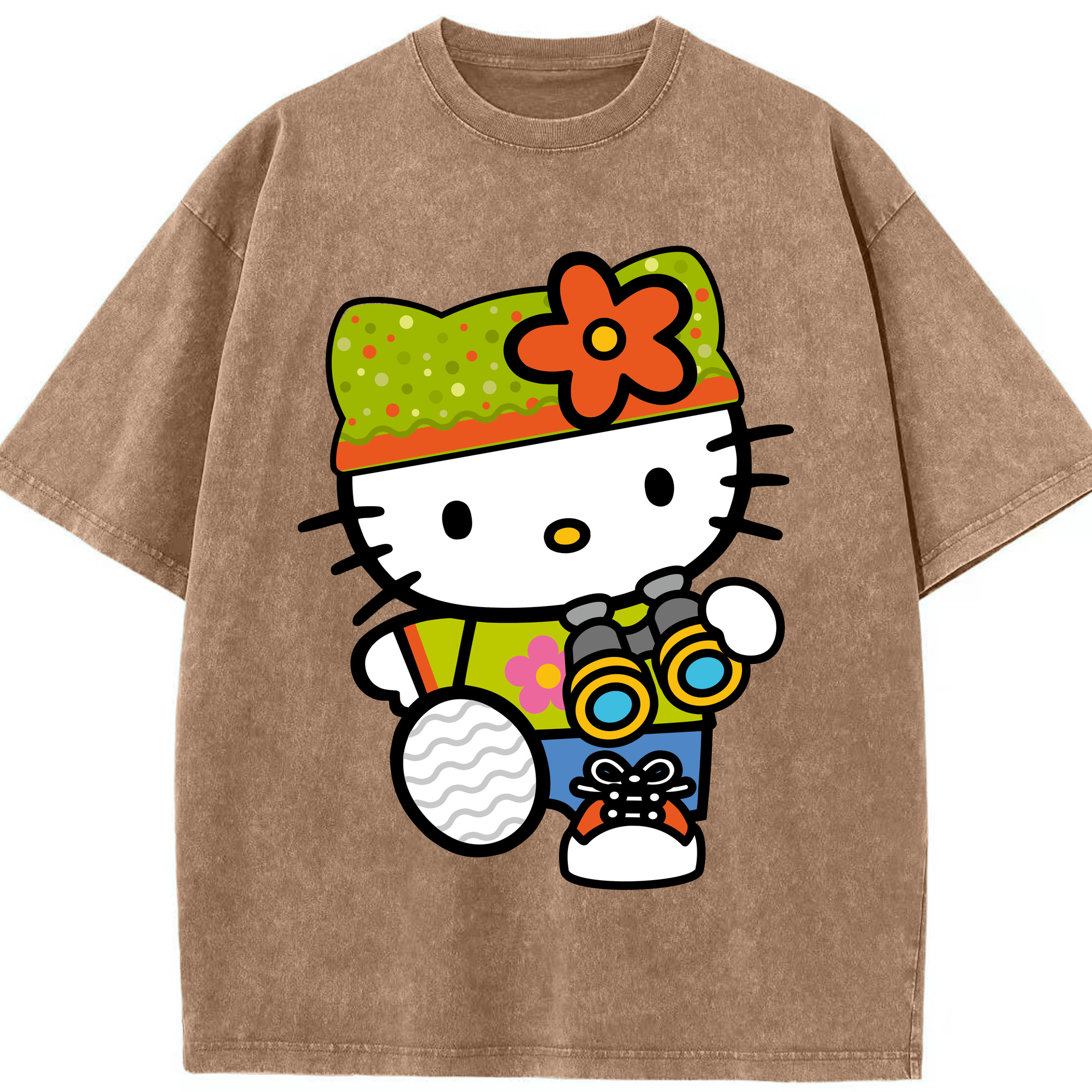 （画像用） Hello Kitty ハローキティ 綿100% ヴィンテージ風 半袖Tシャツ（フロントプリント）