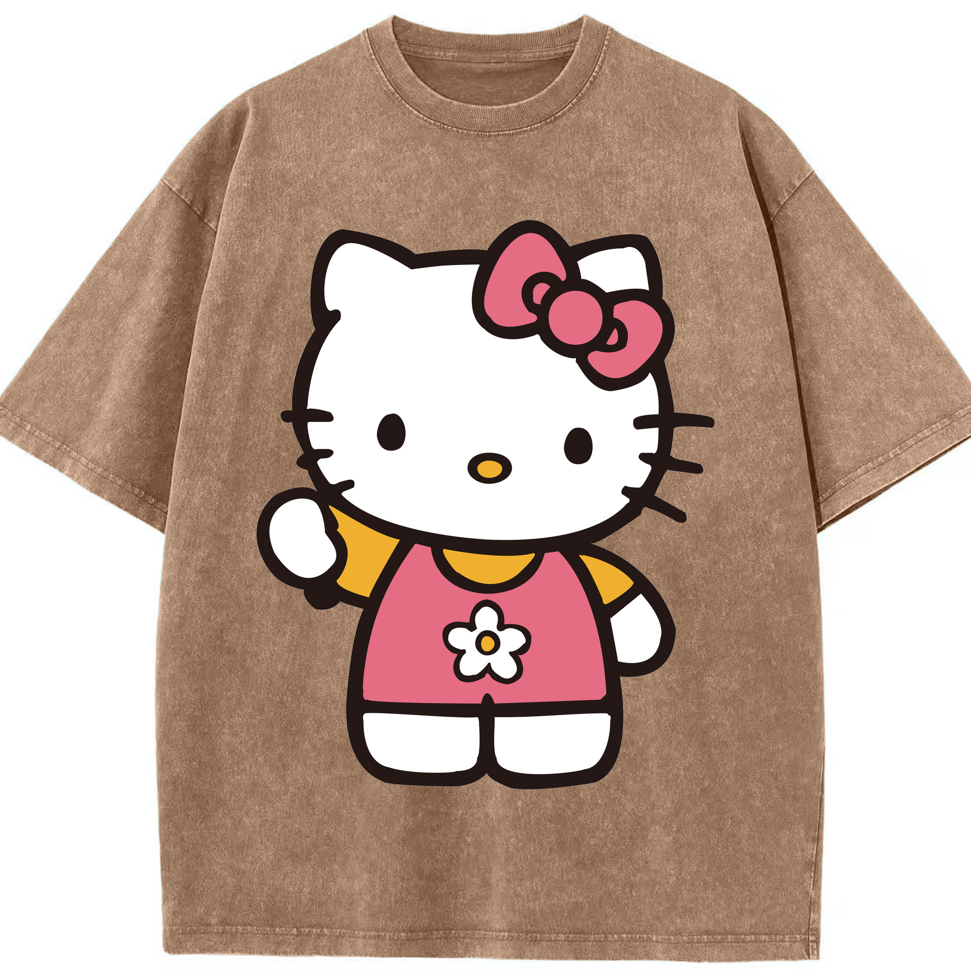 （画像用） Hello Kitty ハローキティ 綿100% ヴィンテージ風 半袖Tシャツ（フロントプリント）