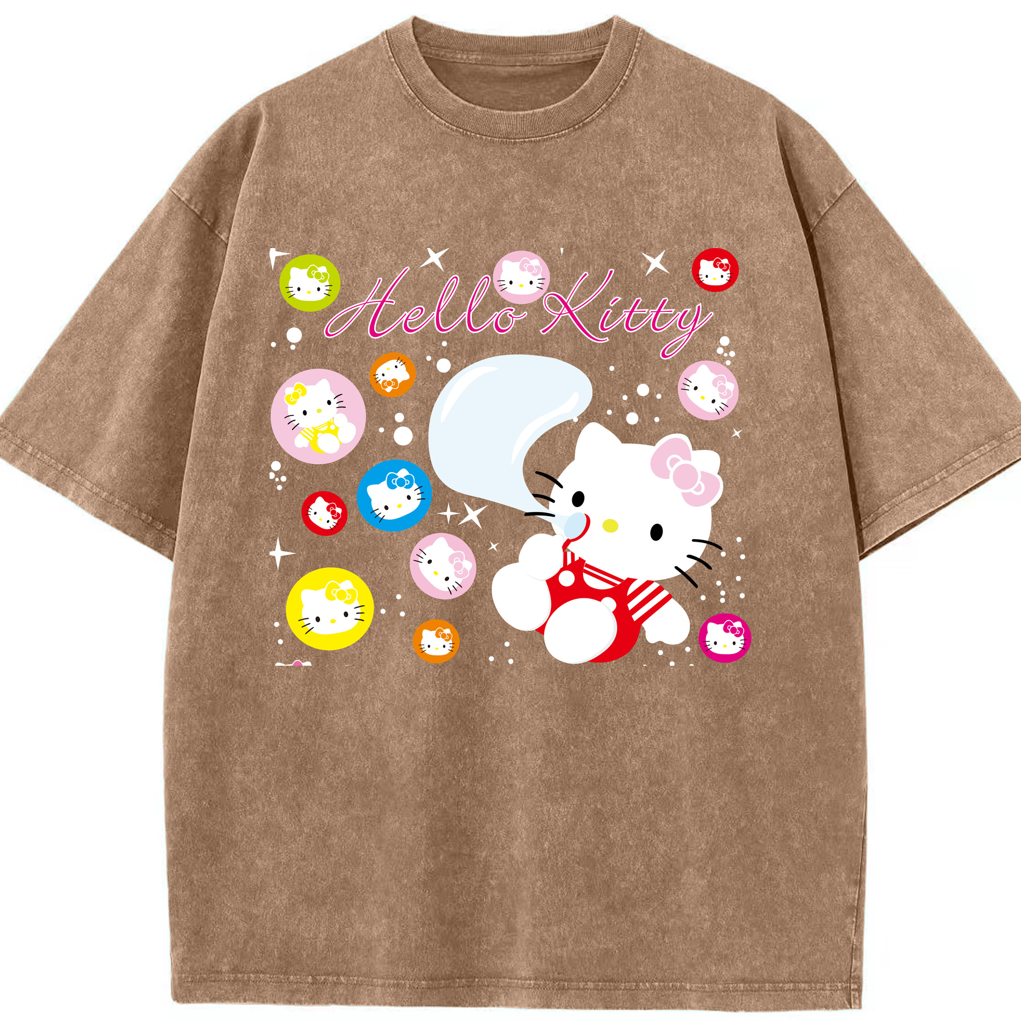 （画像用） Hello Kitty ハローキティ 綿100% ヴィンテージ風 半袖Tシャツ（フロントプリント）