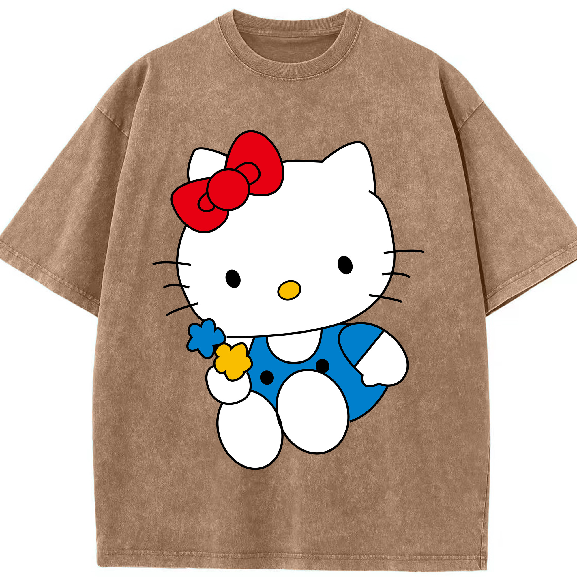 （画像用） Hello Kitty ハローキティ 綿100% ヴィンテージ風 半袖Tシャツ（フロントプリント）