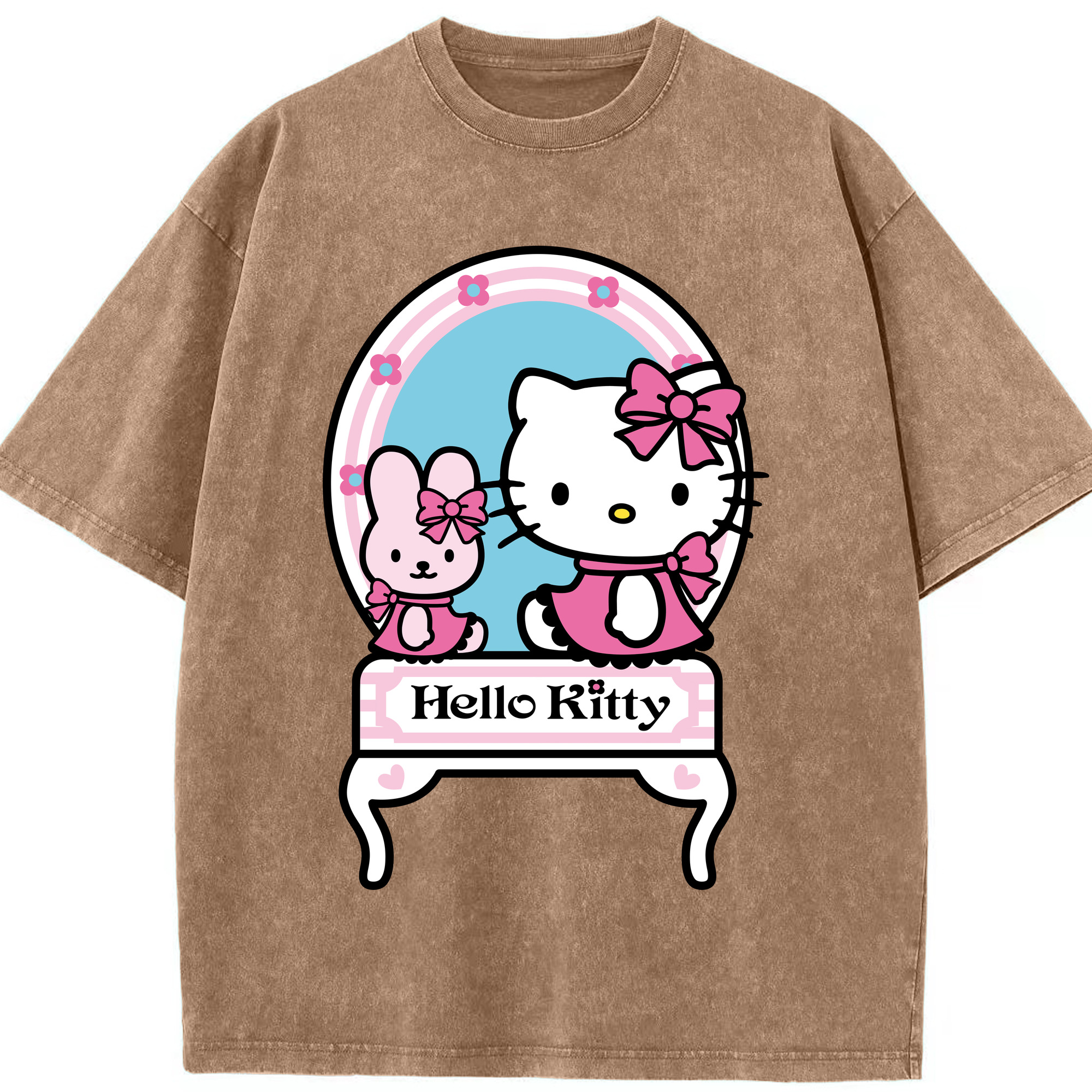 （画像用） Hello Kitty ハローキティ 綿100% ヴィンテージ風 半袖Tシャツ（フロントプリント）
