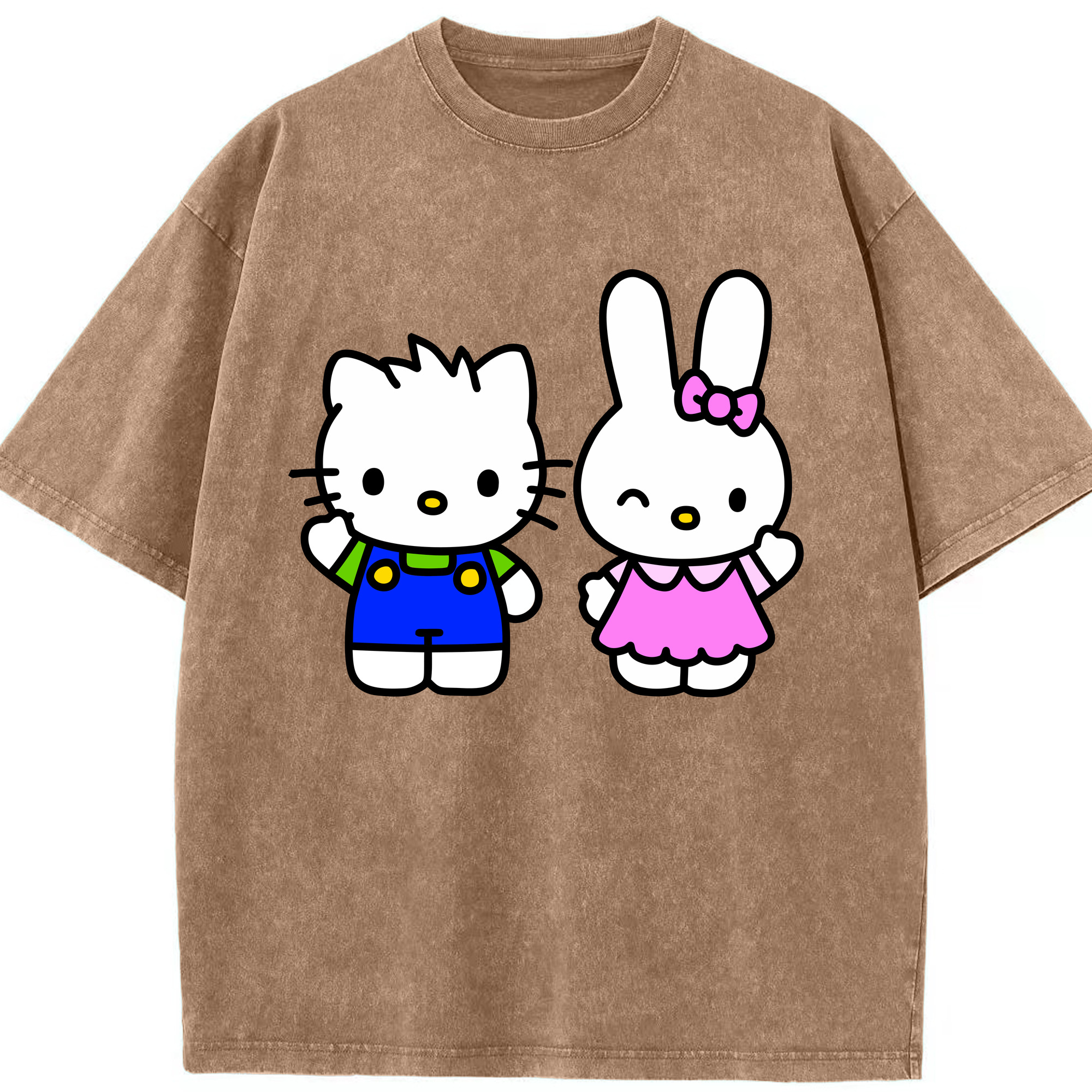 （画像用） Hello Kitty ハローキティ 綿100% ヴィンテージ風 半袖Tシャツ（フロントプリント）