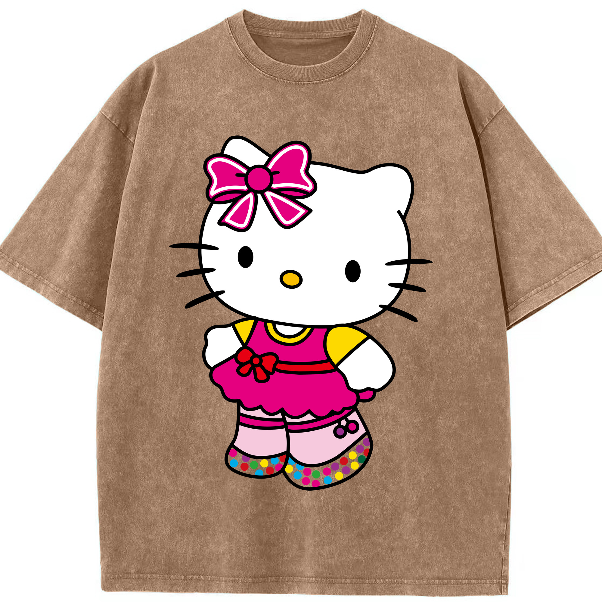 （画像用） Hello Kitty ハローキティ 綿100% ヴィンテージ風 半袖Tシャツ（フロントプリント）