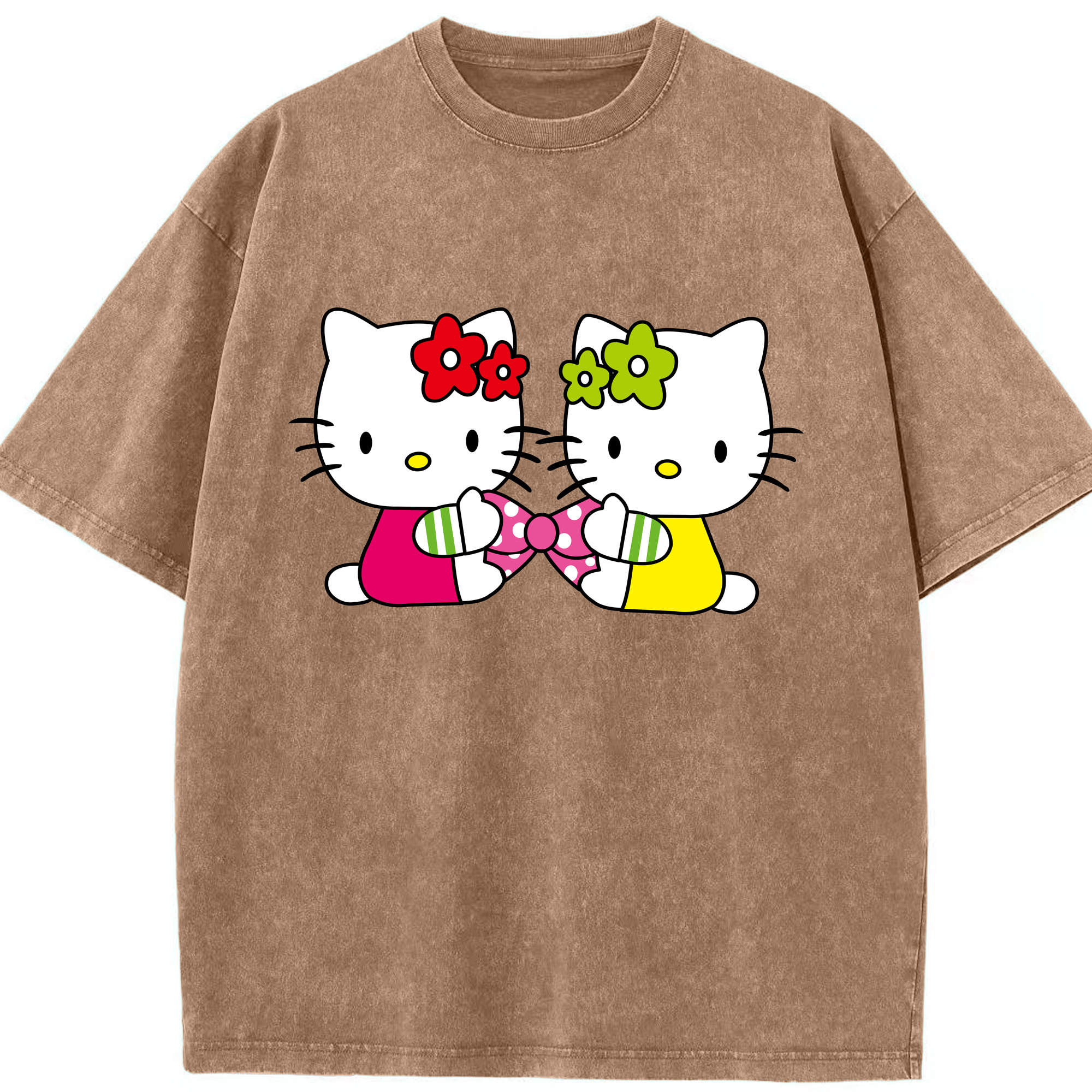 （画像用） Hello Kitty ハローキティ 綿100% ヴィンテージ風 半袖Tシャツ（フロントプリント）