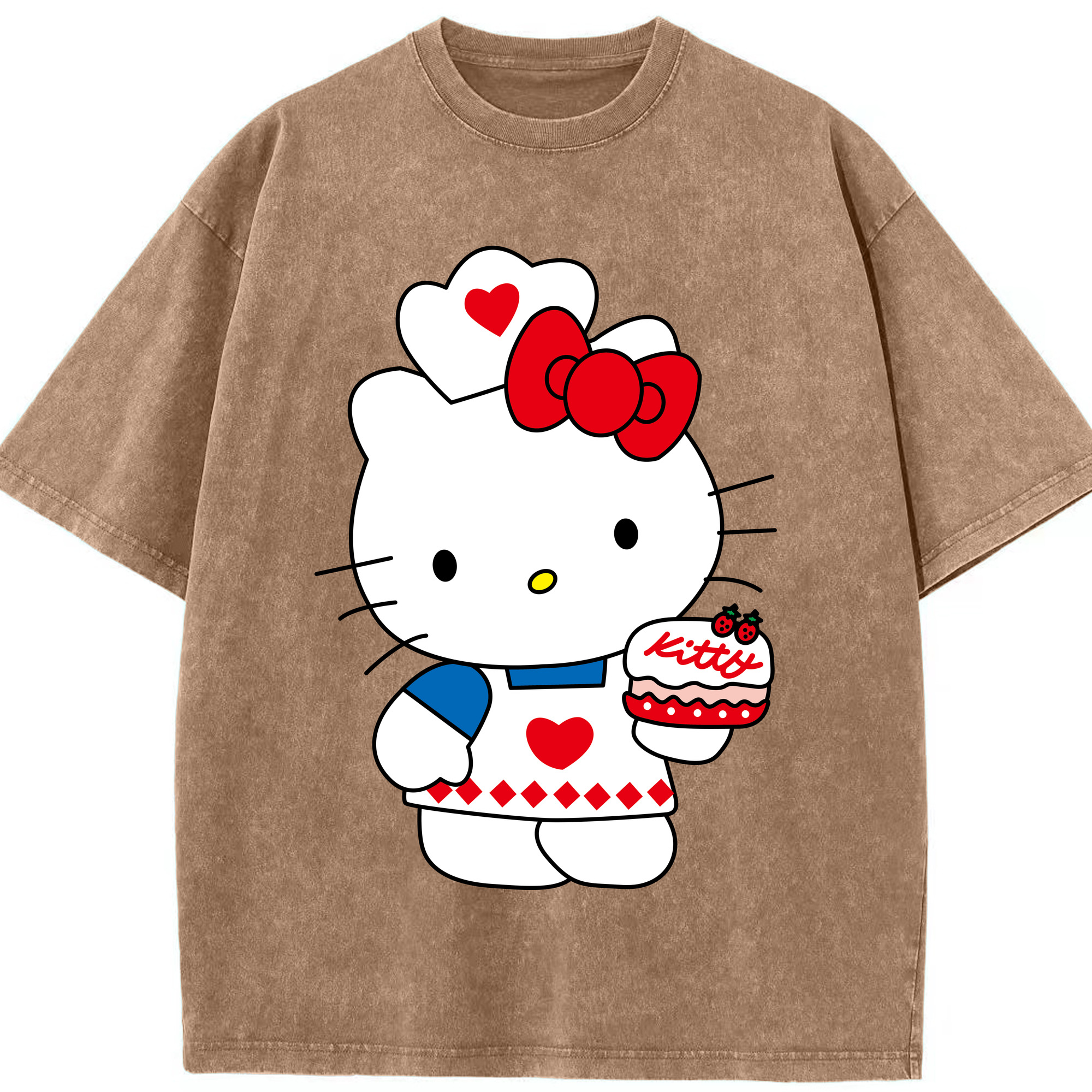 （画像用） Hello Kitty ハローキティ 綿100% ヴィンテージ風 半袖Tシャツ（フロントプリント）