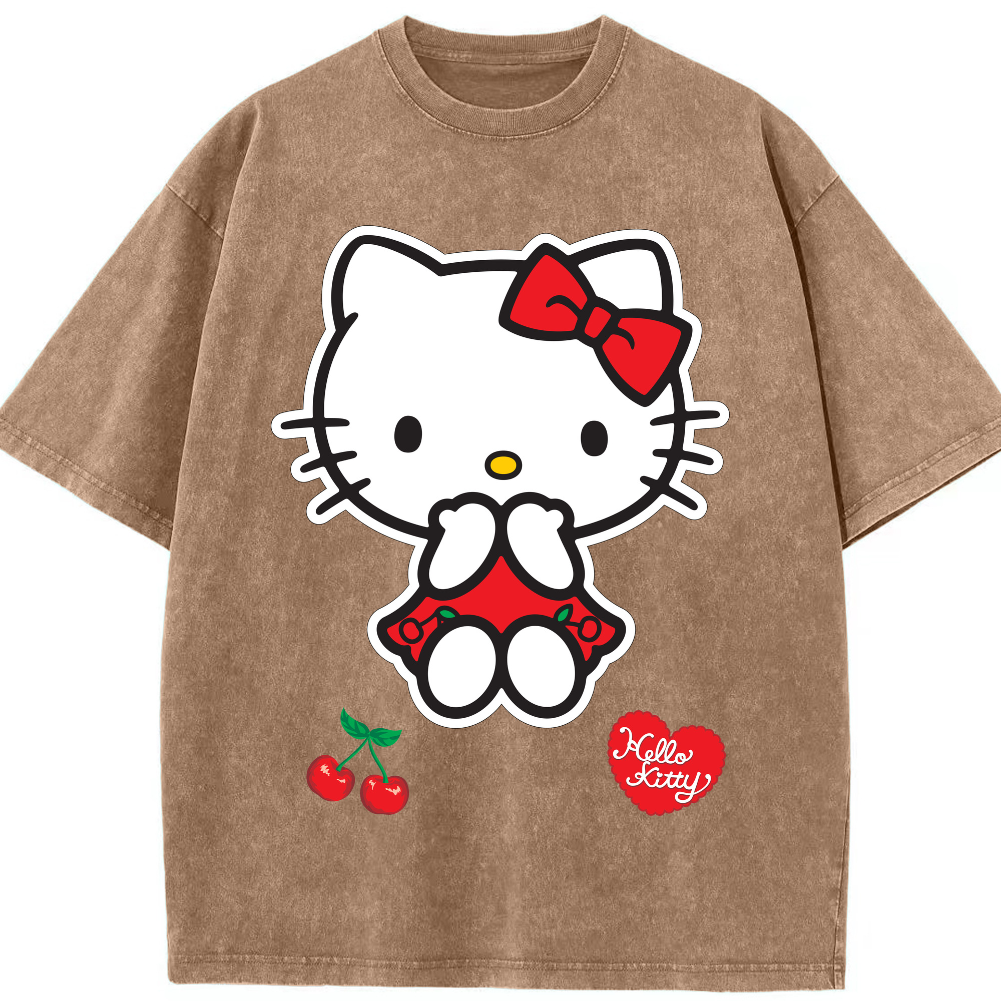 （画像用） Hello Kitty ハローキティ 綿100% ヴィンテージ風 半袖Tシャツ（フロントプリント）